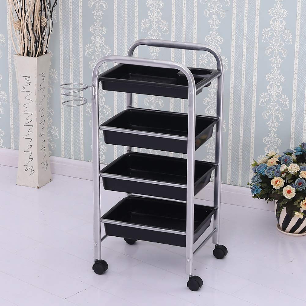 MERTNK 4-Drawer Rolling Trolley for Kitchen, Salon & Spa Storage - Silver