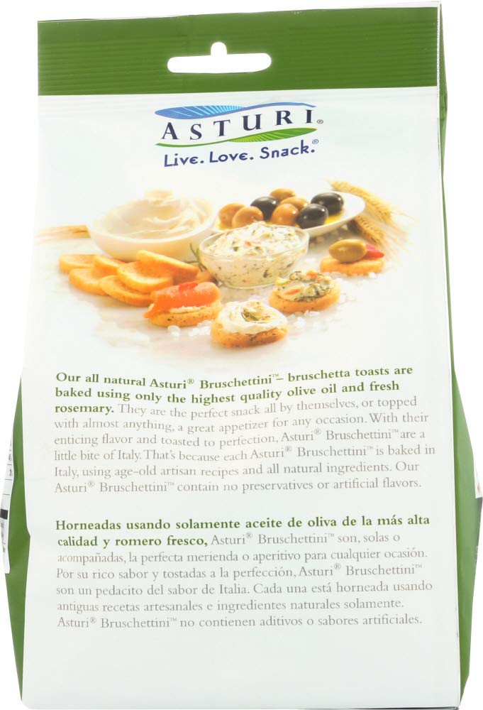 Asturi Rosemary & Olive Oil Bruschettini Crackers - 4 Pack (4 Bags) | Gourmet Italian Appetizers for Parties, Charcuterie Boards & Wine Pairing
