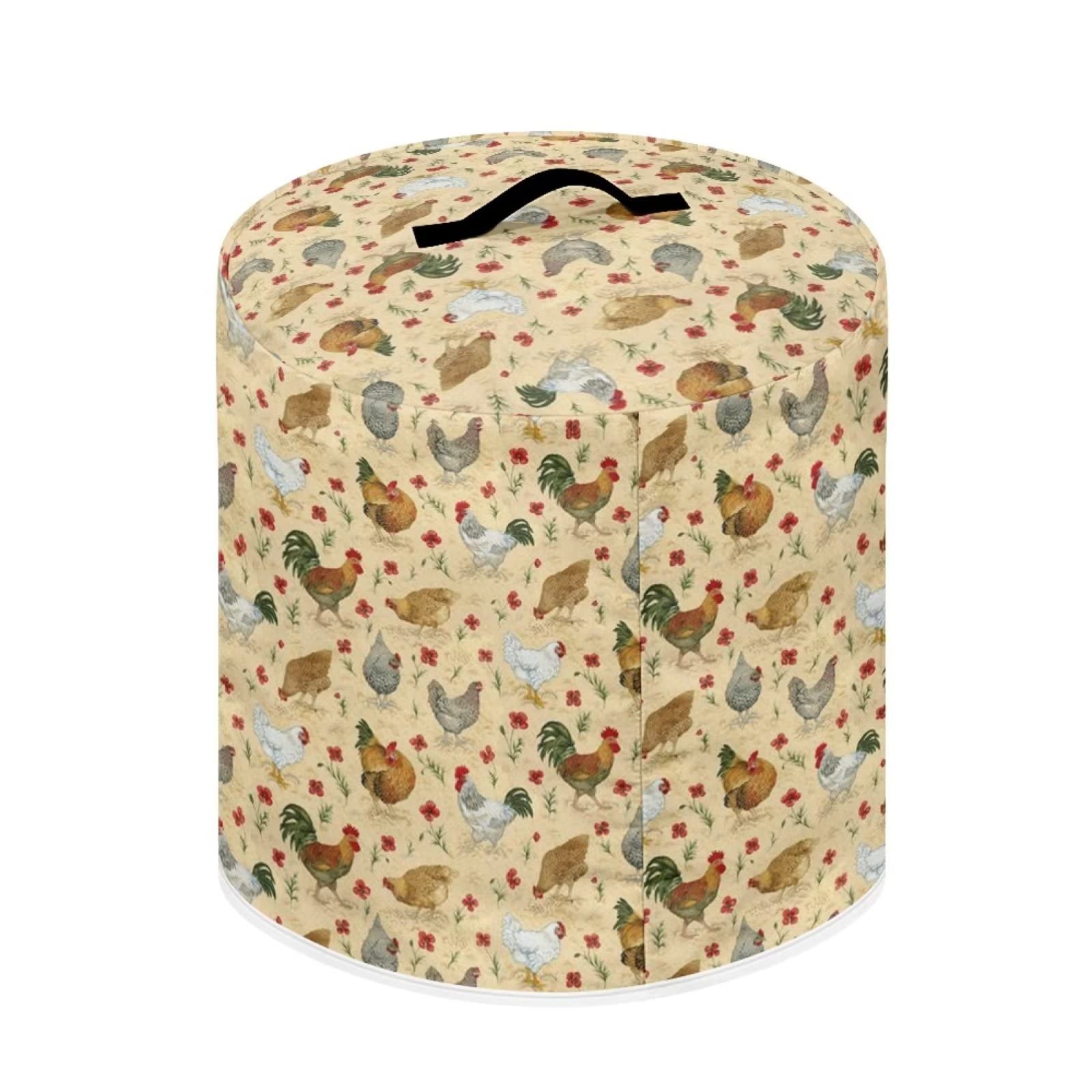 Chicken Print Air Fryer Cover - Round Durable Dust-Proof Cover for Kitchen Appliances | Perfect for Protecting Air Fryers from Dust & Grease