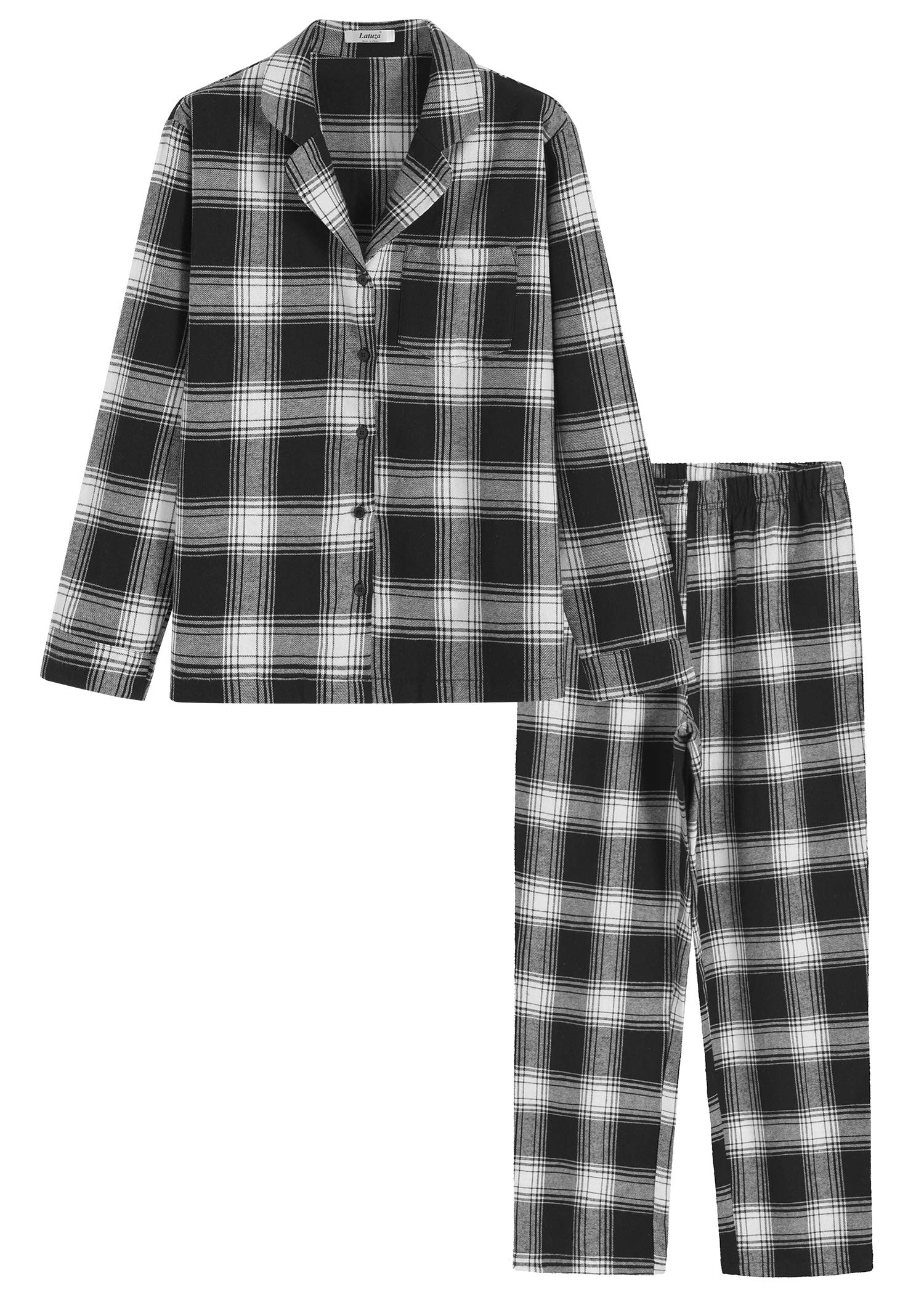 Cozy Women's Cotton Flannel Pajama Set with Pockets - Soft Long Sleeve Shirt & Comfortable Pants for Winter Sleepwear, Lounge & Relaxation at Home