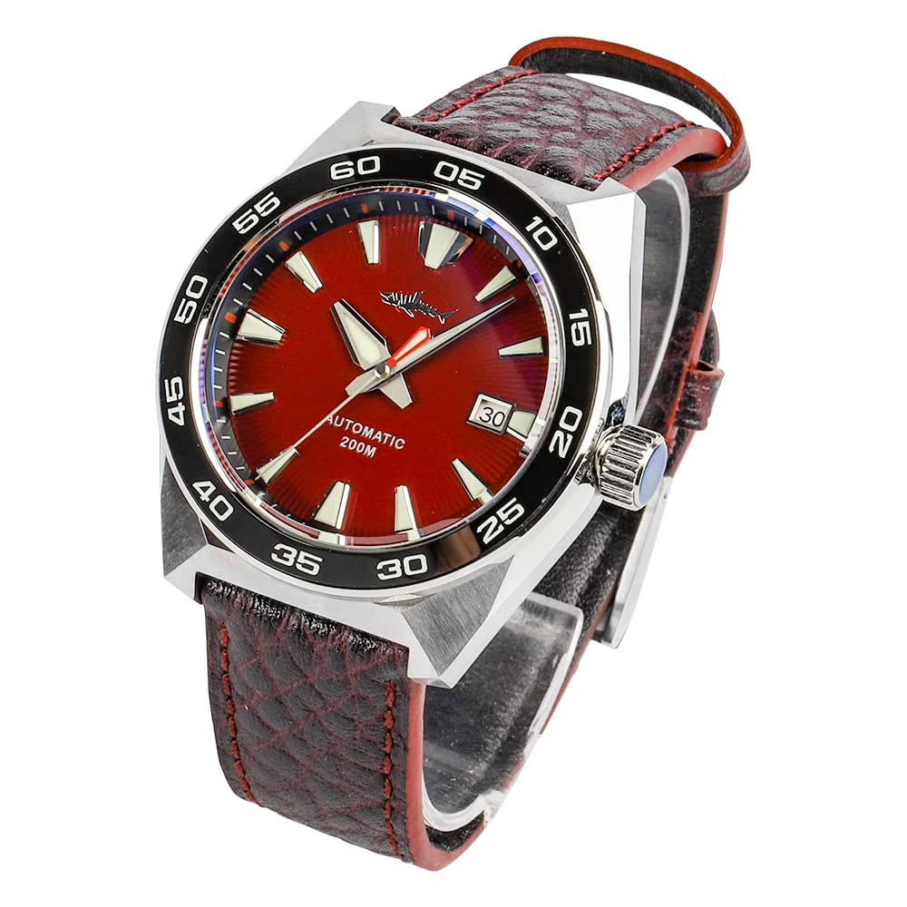 Heimdallr Men's Automatic Mechanical Diver Watch with Leather Strap - C3 Luminous Waterproof Wristwatch for Diving, Swimming & Outdoor Adventures