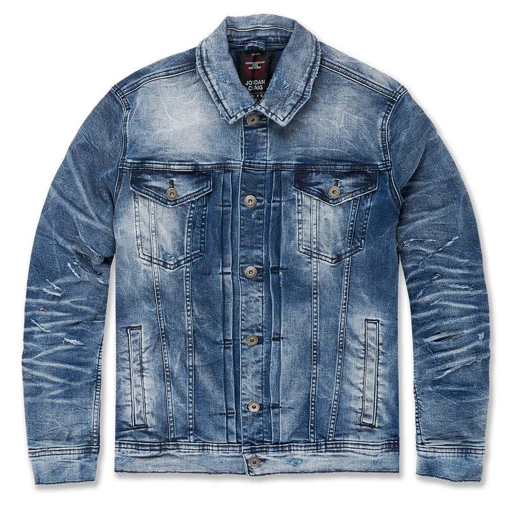 Jordan Craig Men's Hamilton Denim Trucker Jacket - Vintage Washed Denim Jacket for Men | Casual Outerwear, Streetwear, and Everyday Style