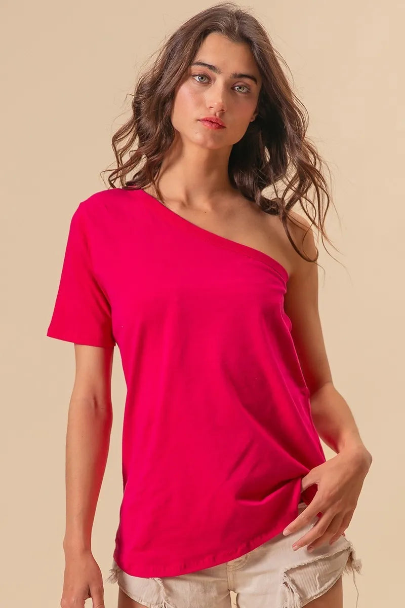 Stylish BiBi Cotton Spandex Knit One Shoulder Tops for Women | Trendy Summer Casual & Party Wear | Perfect for Beach Outings, Date Nights, and Club Events