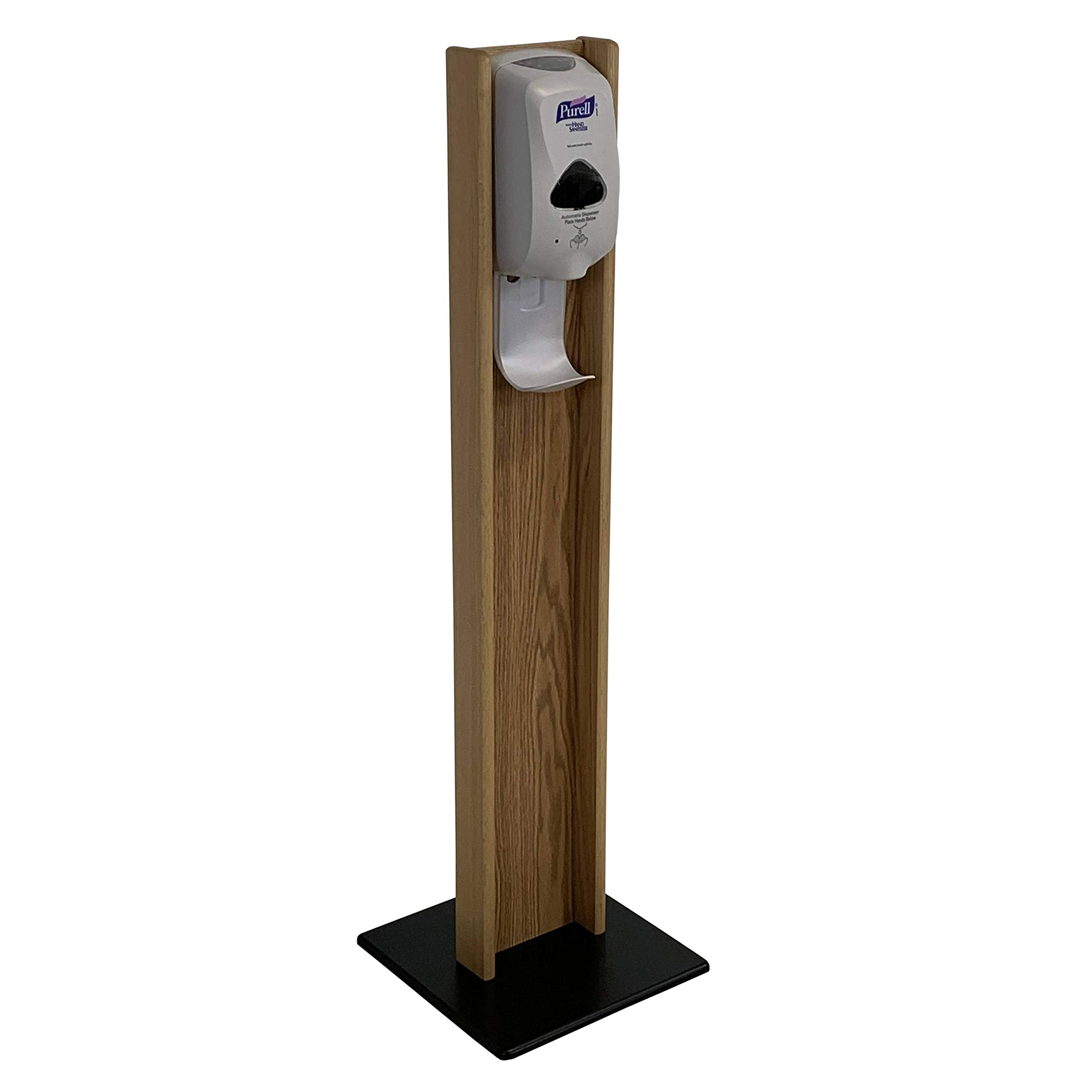 Premium Wooden Mallet Hand Sanitizer Dispenser with Floor Stand - Light Oak Finish (HSS1LO) | Touchless Sanitizing Solution for Home, Office, and Public Spaces