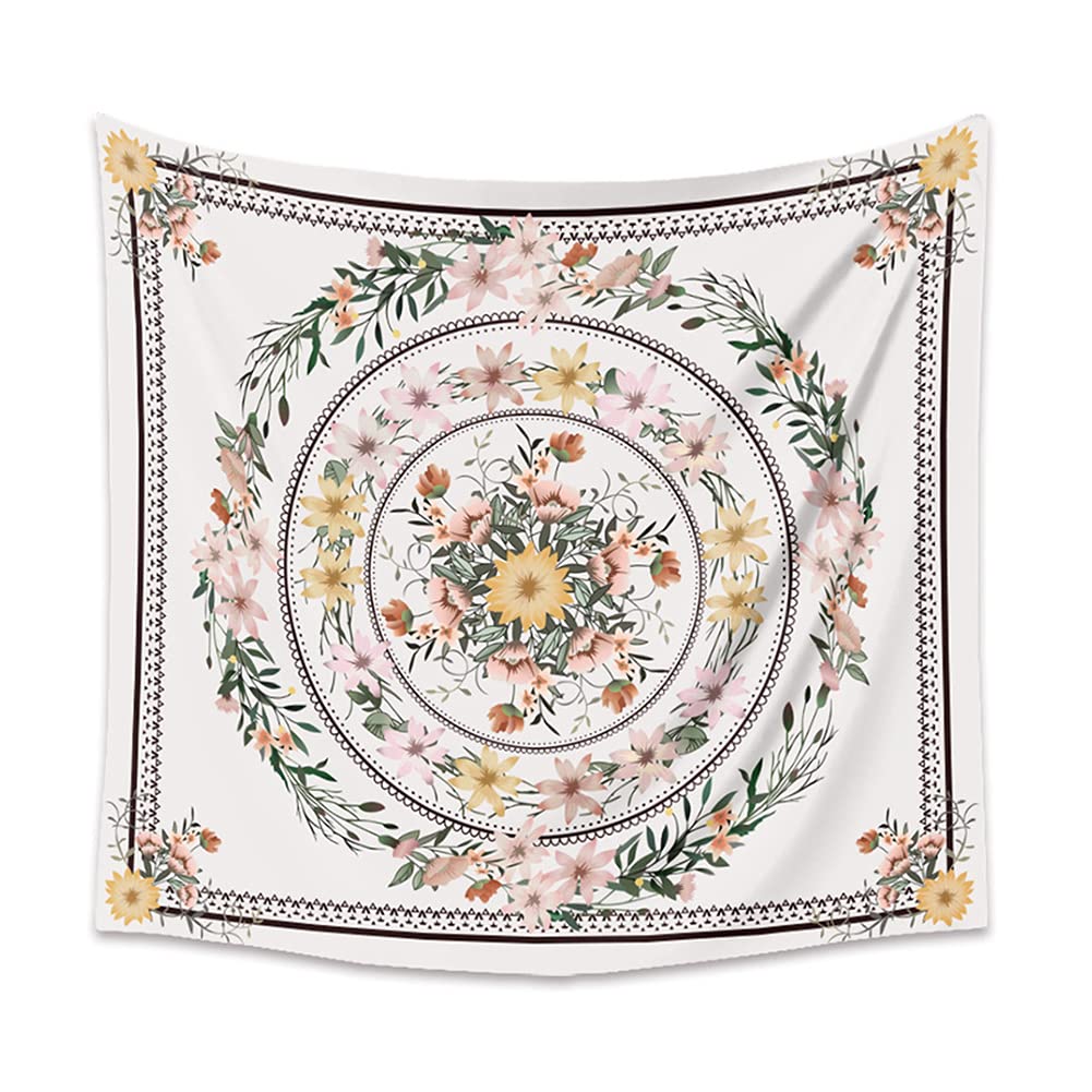 U-BUYHOUSE Bohemian Tapestry Wall Hanging - Floral Botanical Design Home Decor for Bedroom, Dorm, Living Room | Lightweight Fabric Wall Art, Room Divider, Cozy Blanket for Boho Chic Interior Design
