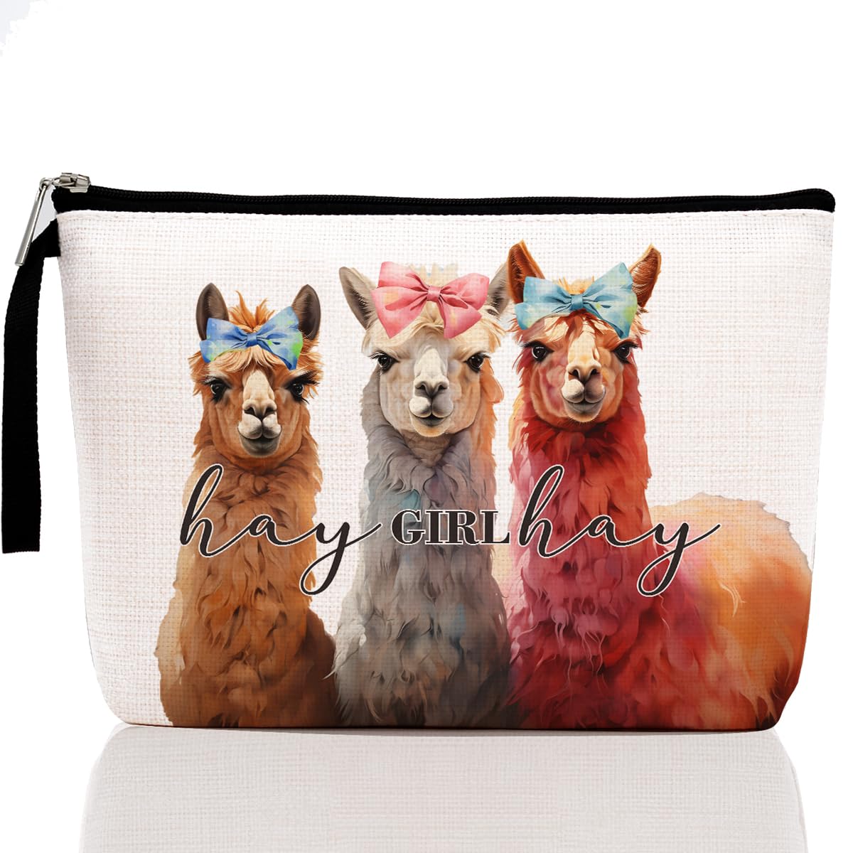 Farm Animals Western Makeup Bag - Llama Print Cosmetic Pouch for Women, Best Friend, Farm Girl - Country Style Zippered Travel Bag - Perfect for Graduation, Birthday Gifts & Everyday Use