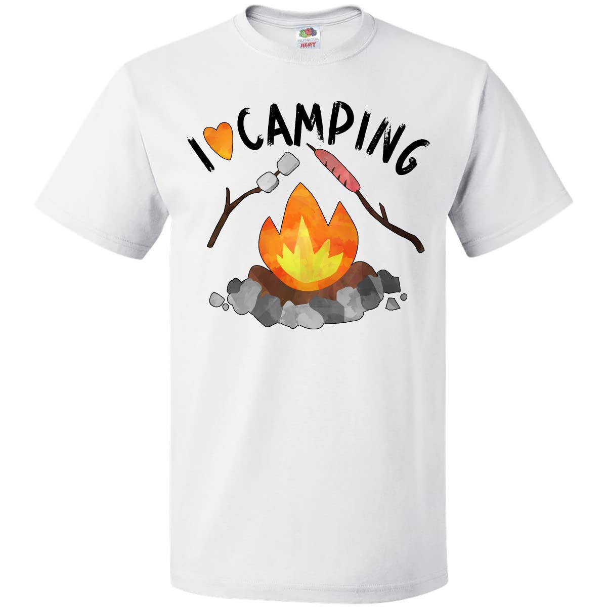 Inktastic I Love Camping T-Shirt - Campfire, Hot Dog & Marshmallows Graphic Tee for Outdoor Enthusiasts | Perfect for Hiking, Backpacking & Summer Camp Adventures
