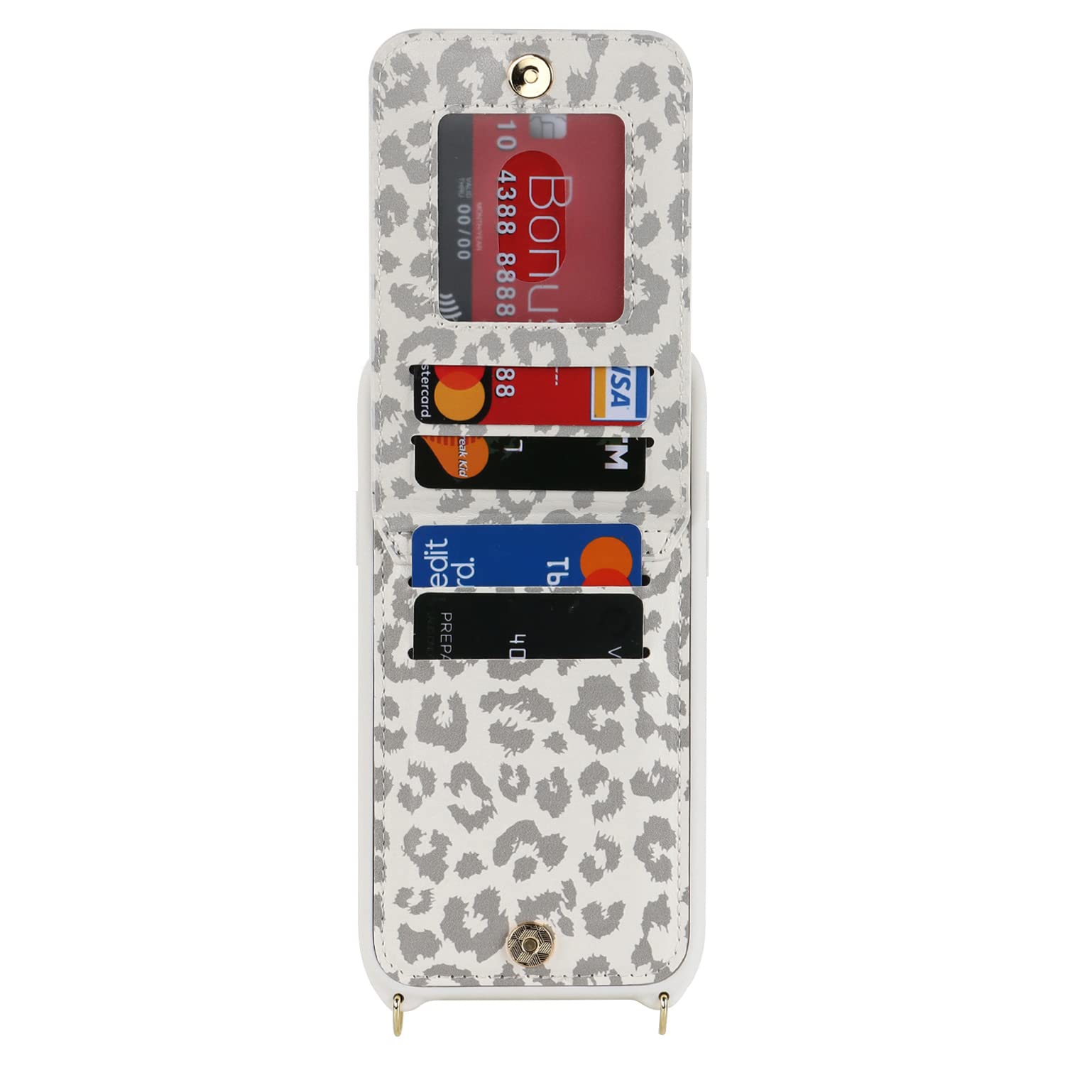 Premium Shockproof iPhone 11 Case with Card Holder & Crossbody Strap - Wallet Phone Case with Kickstand & Zipper Closure for Women | Perfect for Travel, Shopping & Everyday Use (White Leopard Design)