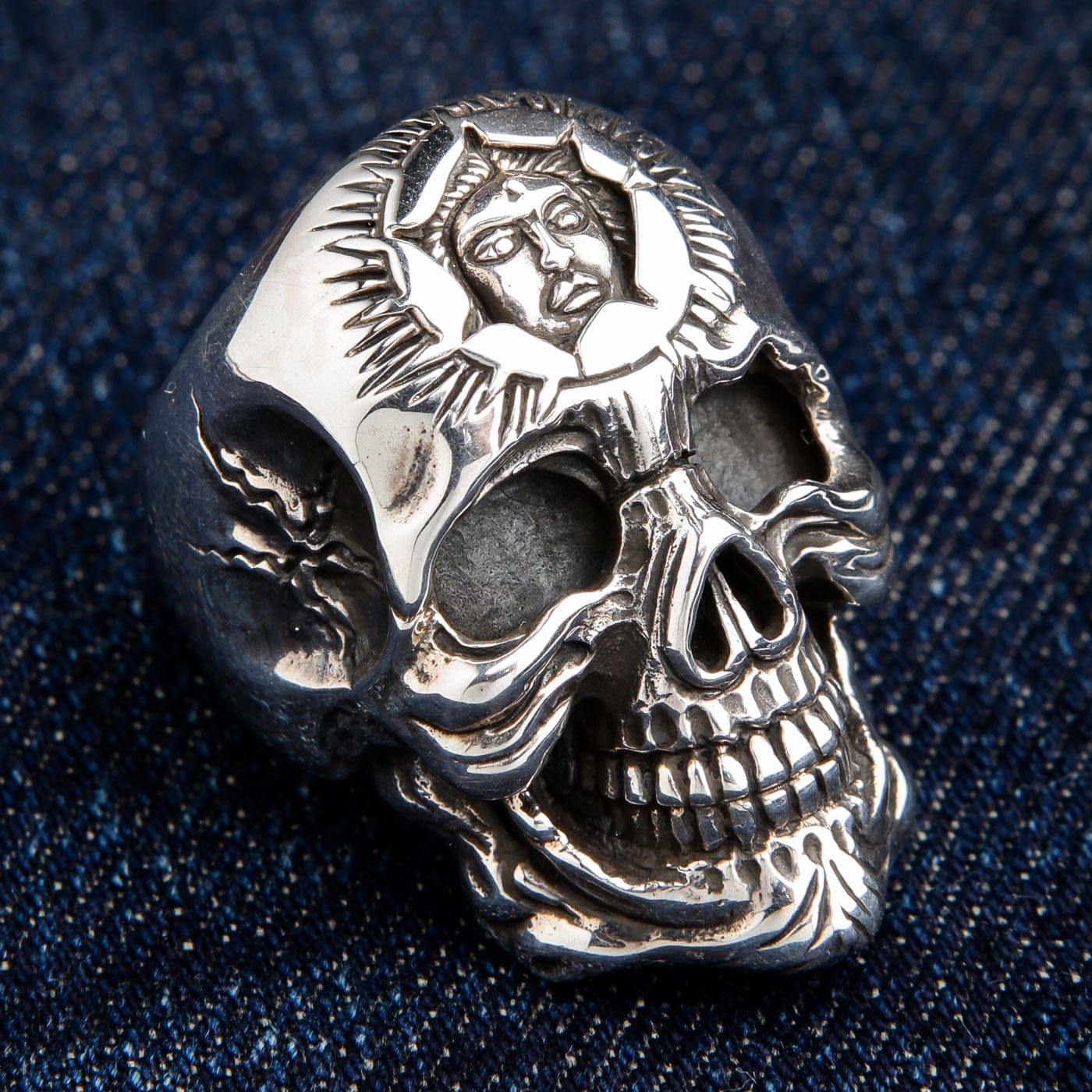 925 Sterling Silver Skull Ring for Men - Heavy Sun God Gothic Jewelry - Perfect for Punk Fashion, Rock Concerts & Biker Style
