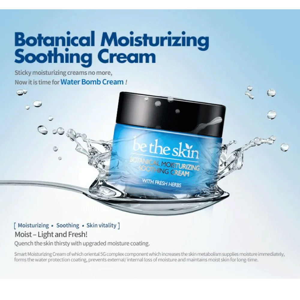 Be the Skin Botanical Moisturizing Soothing Cream 50ml - Hydrating Face Moisturizer for Dry & Sensitive Skin - Perfect for Daily Skincare Routine & Post-Treatment Care