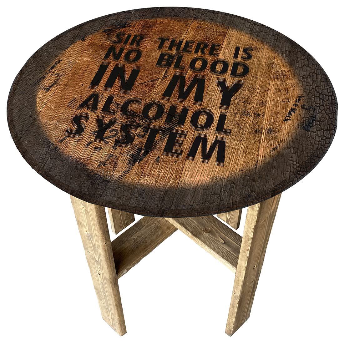 Rustic Whiskey Barrel End Table with Alcohol Breathalyzer - Unique Pub & Farmhouse Decor for Home Bar, Man Cave, or Gift Idea