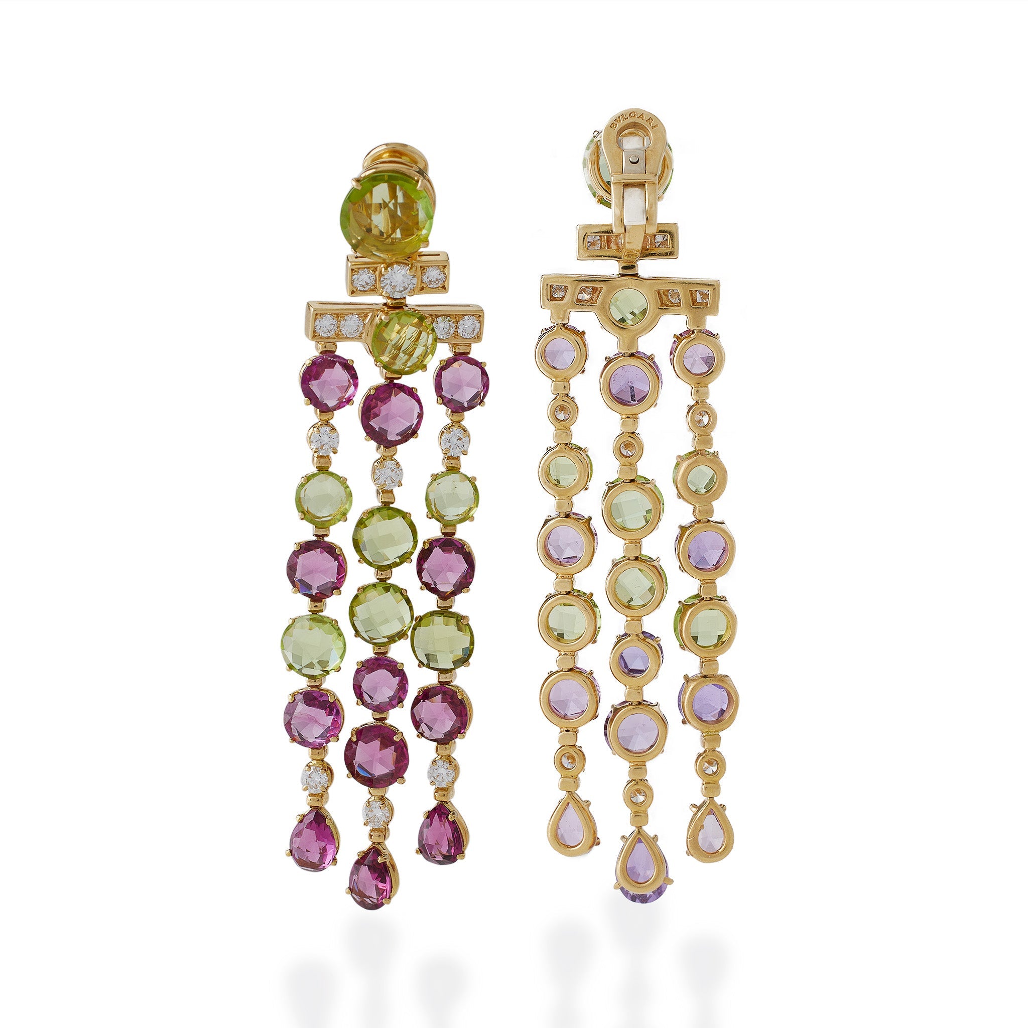 Bulgari Rome Tourmaline & Peridot Drop Pendant Earrings | Luxury Gemstone Jewelry for Women | Perfect for Weddings, Parties & Special Occasions