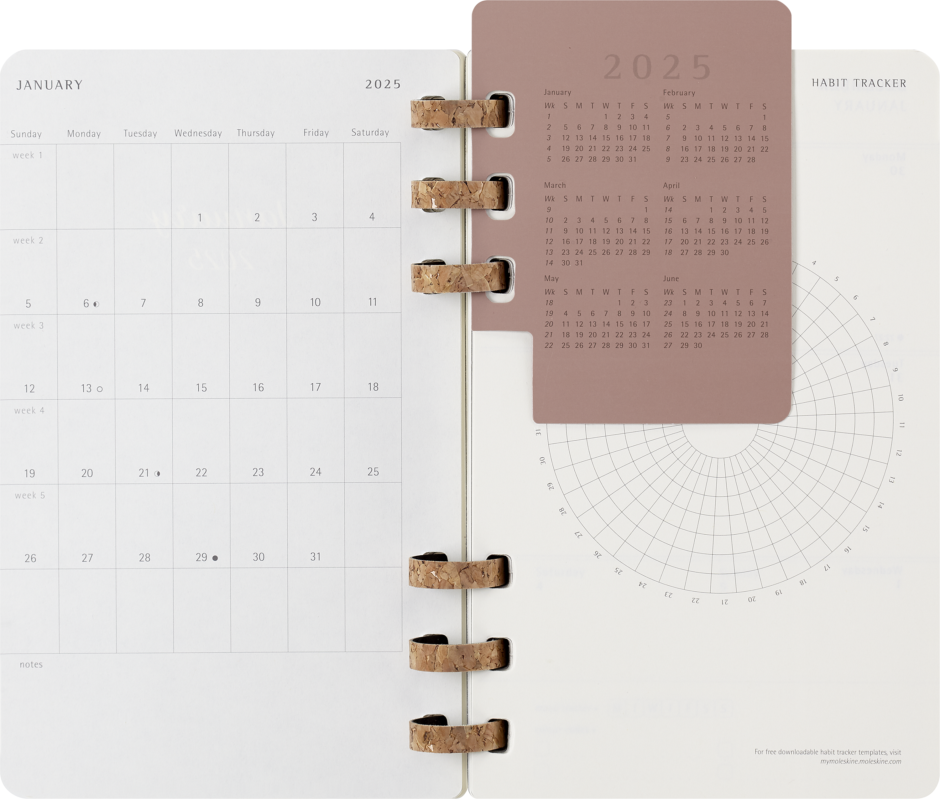 2025 Moleskine 12-Month Spiral Bound Planner - Soft Cover, 5.1