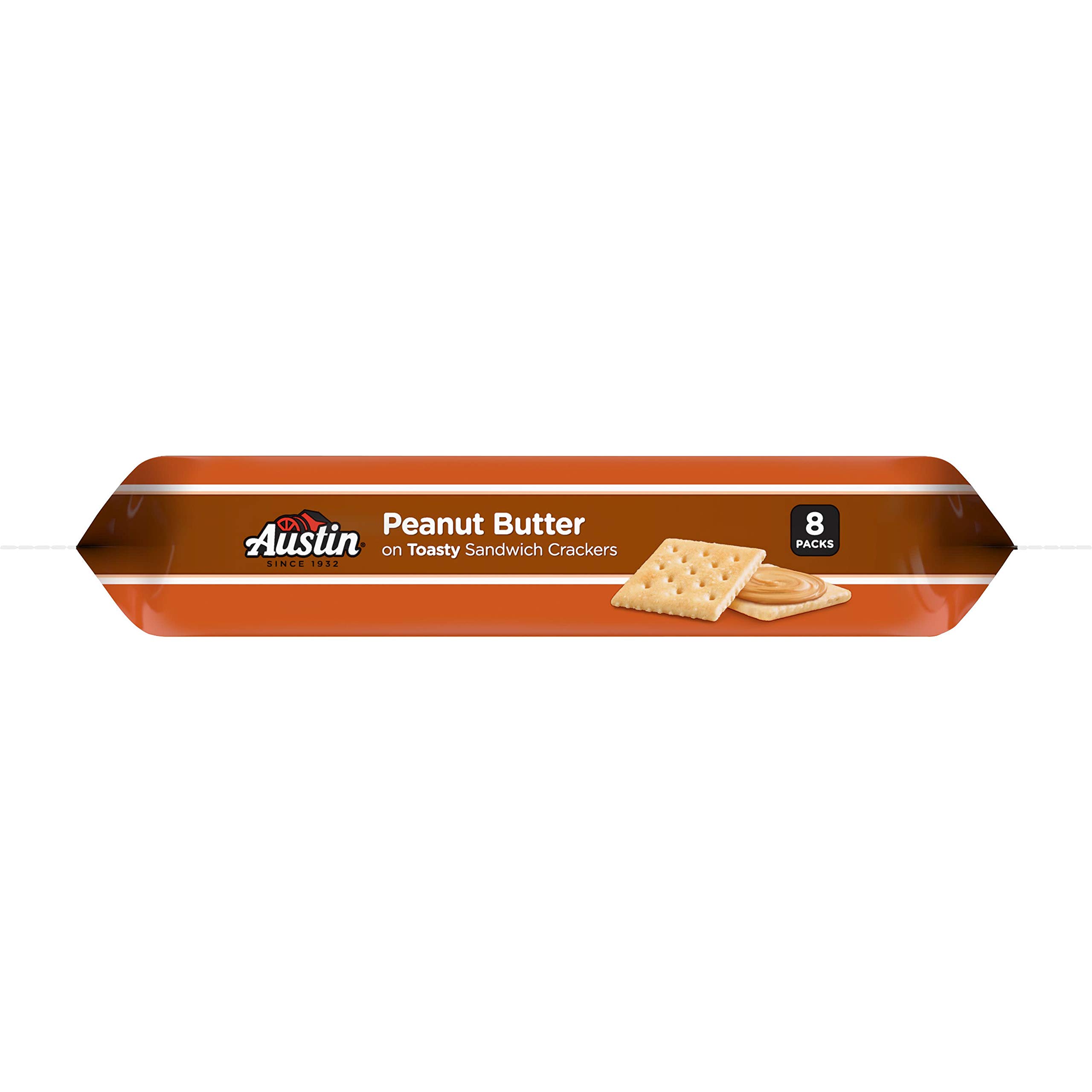 Austin Sandwich Crackers - Peanut Butter Filled Snack Crackers, 11oz Tray (8 Packs) | Single Serve Office Snacks & Kids Lunch Box Treats | Perfect for School, Work & On-the-Go Snacking