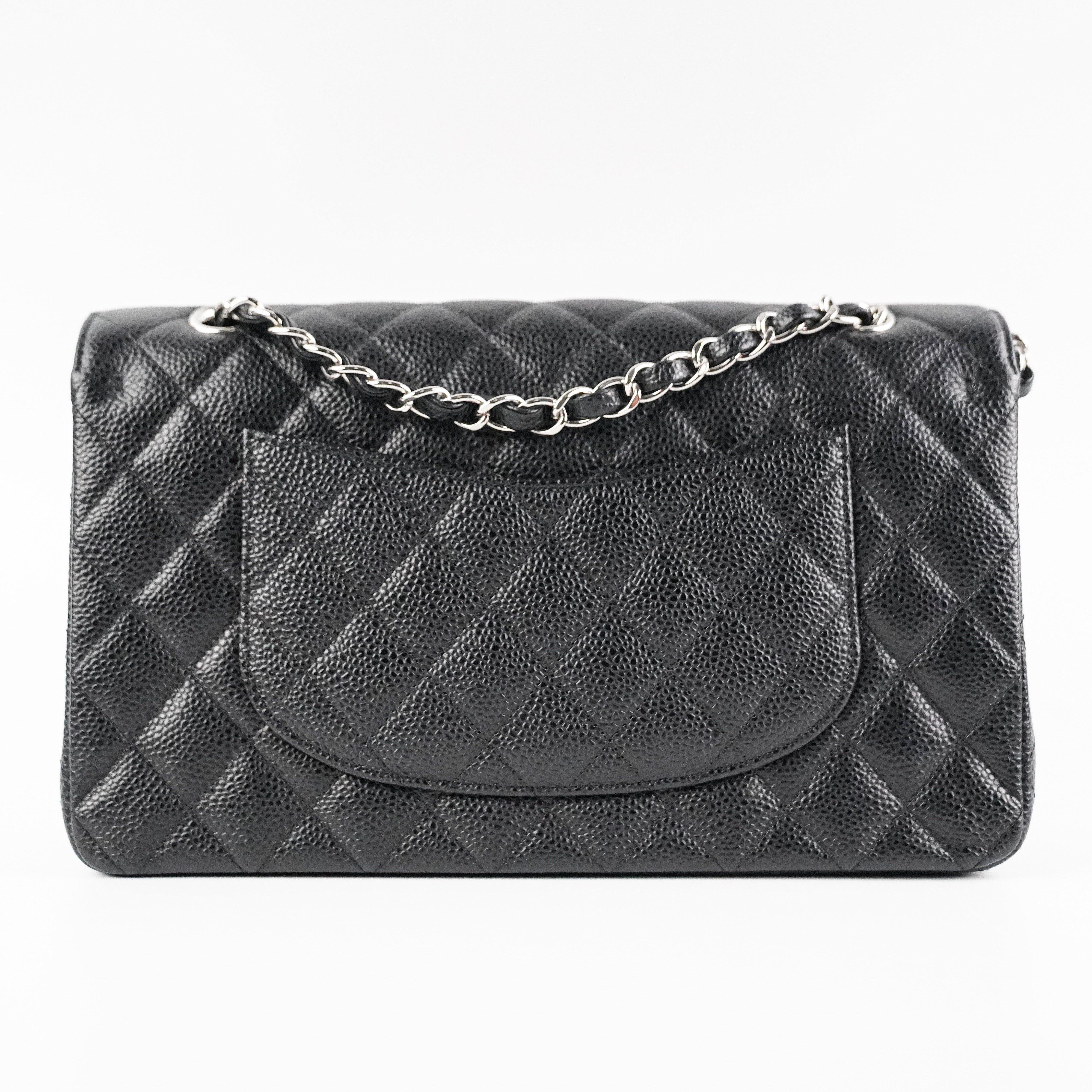 Chanel Medium/Large Double Classic Flap Bag in Black Caviar Leather - Luxury Designer Handbag for Women, Perfect for Work, Evening Events & Special Occasions