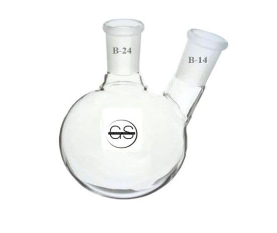 Borosilicate Glass 3.3 Round Bottom Boiling Flask 100ml with B-24/14 Center & Side Joints - 2 Neck Lab Flask for Chemistry Experiments & Distillation (Pack of 1) - Ideal for Scientific Research, Home Labs & Educational Use