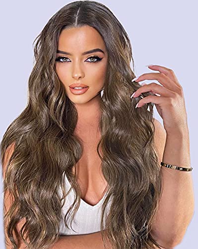 Two Tone Ash Brown Ombre Lace Front Wig - Natural Looking Human Hair Wig for Women, Heat Resistant Synthetic Hairpiece for Daily Wear & Cosplay