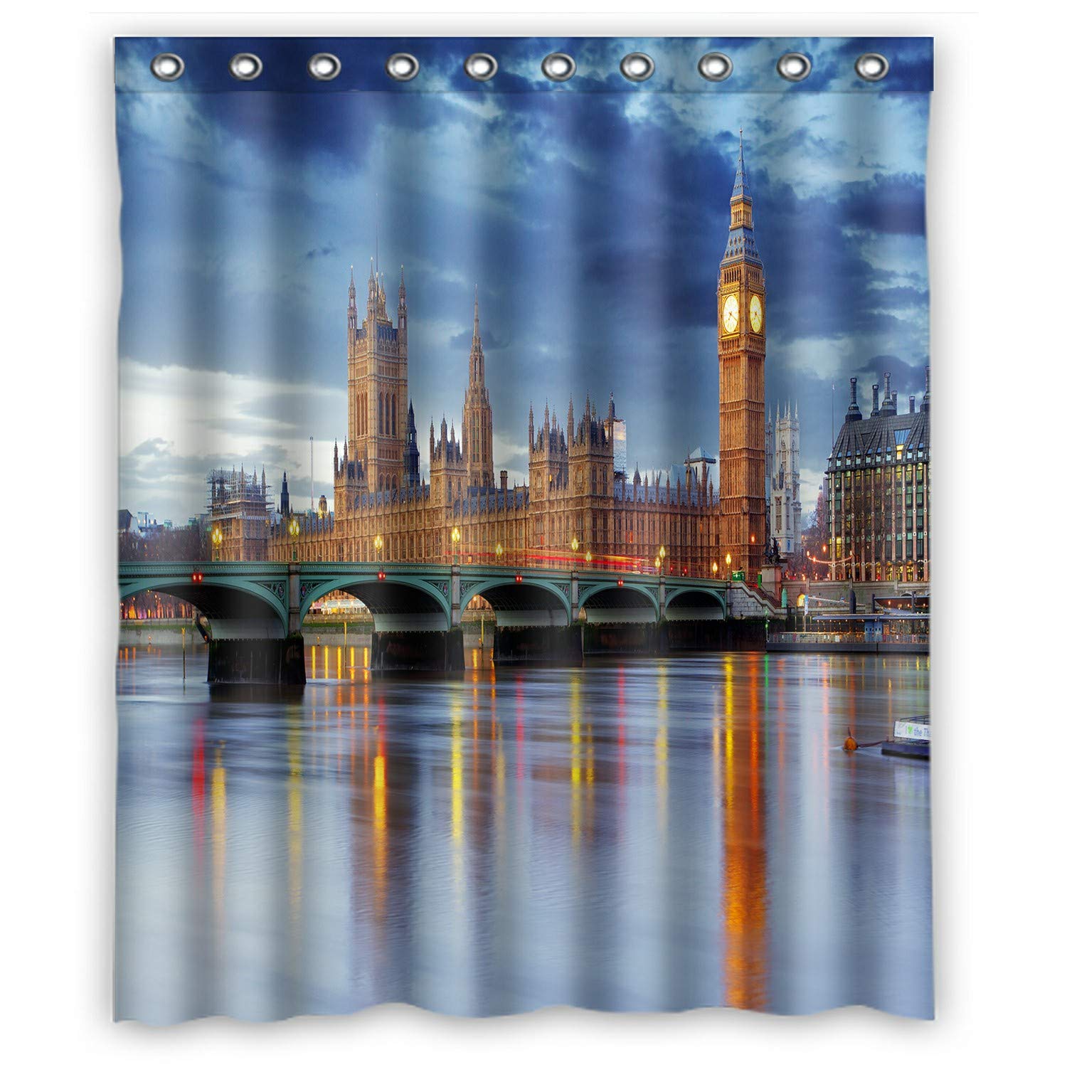 London Big Ben & Houses of Parliament UK Themed Waterproof Shower Curtain - 60x72 Inch British Decor for Bathroom & Home | Perfect for UK-Themed Bathrooms, Travel Lovers & British Culture Enthusiasts