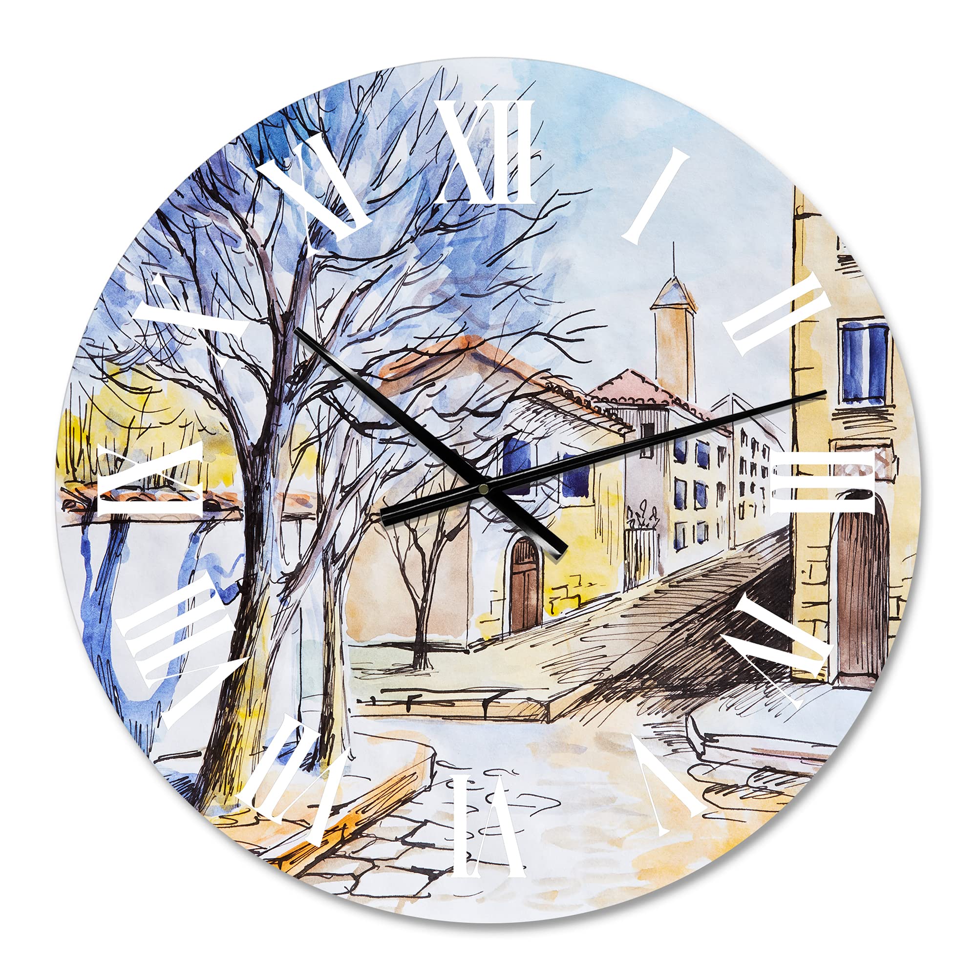 Large Traditional Wall Clock - 'White House in Summer Village' Landscape & Nature Design for Bedroom, Living Room & Office Decor | Silent Non-Ticking Wall Clock for Home & Office Use