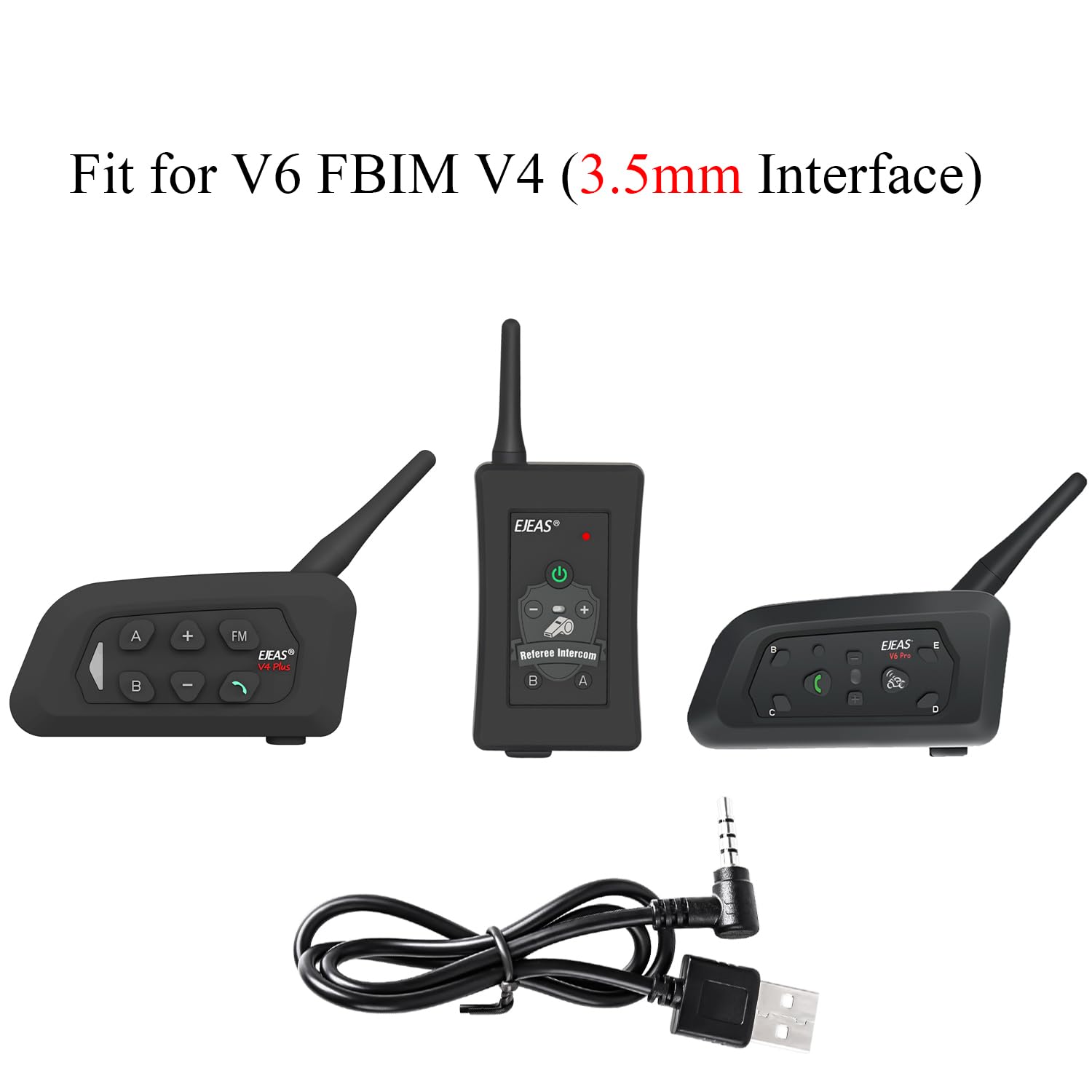 MIMIRACLE 2 Pack Charging Cables for V6, V4, FBIM 3.5mm Interface Helmet Intercom & Referee Headset - Durable Fast Charging Cord for Motorcycle Communication & Sports Officiating