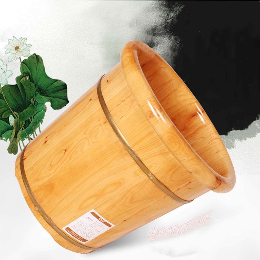Premium Cedar Wood Foot Bath Bucket - Spa Pedicure Bowl with Massager for Relaxing Foot Care, Perfect for Kids & Adults - Natural Solid Cedar Foot Tub for Home Spa & Self-Care (Size A)