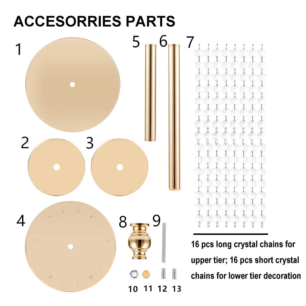 NUPTIO 10-Pack 23.75 Inch Gold Metal Crystal Vases - Tall Wedding Centerpiece Flower Holders for Reception Tables, Bridal Showers, Home Decor & Event Decorations