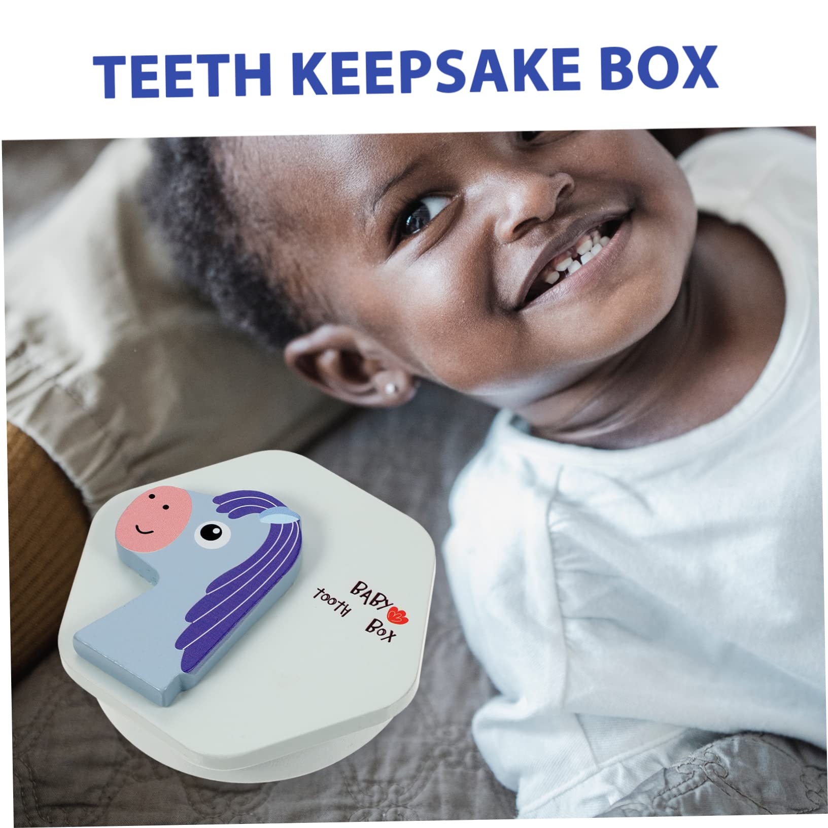UPKOCH 2-Piece Baby Teeth Keepsake Box with Fetal Hair Storage - Blue Wooden Memory Box for Newborn First Tooth & Hair Mementos | Perfect Baby Shower Gift & Childhood Memorabilia Organizer