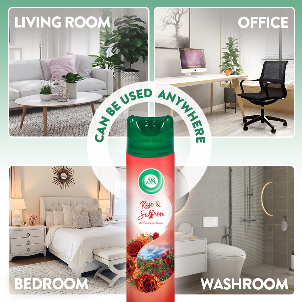 Air Wick Room Freshener Spray - 8.3 oz (245 ml) Rose & Saffron Scent | Long Lasting Air Freshener for Home, Bathroom & Office | Eliminates Odors | Perfect for Living Rooms, Bedrooms & Small Spaces