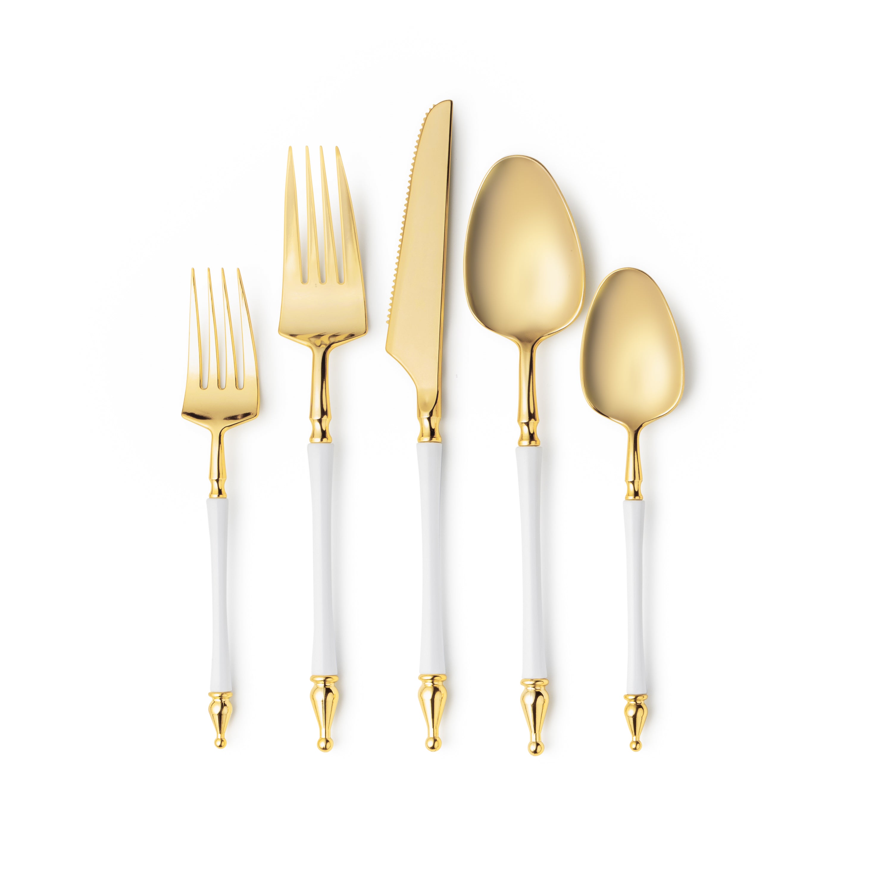Sophisticate Collection White & Gold Flatware Set - 40-Piece Service for 8 - Elegant Dinnerware for Formal Dining, Wedding Registry & Holiday Entertaining