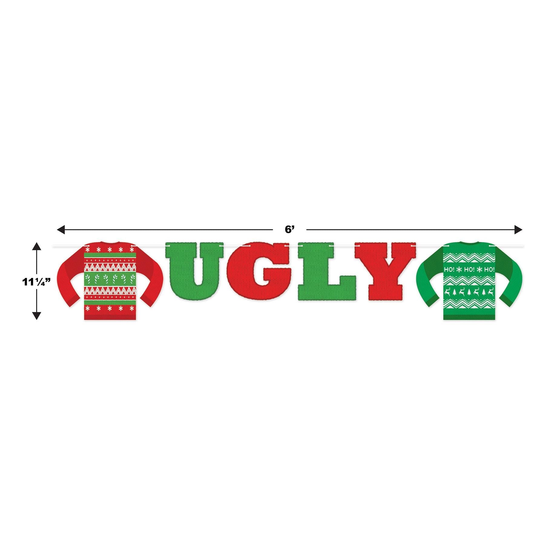 12 Pack Beistle Christmas Ugly Sweater Streamers - Festive Holiday Party Decorations for Xmas Tree, Home & Office Decor