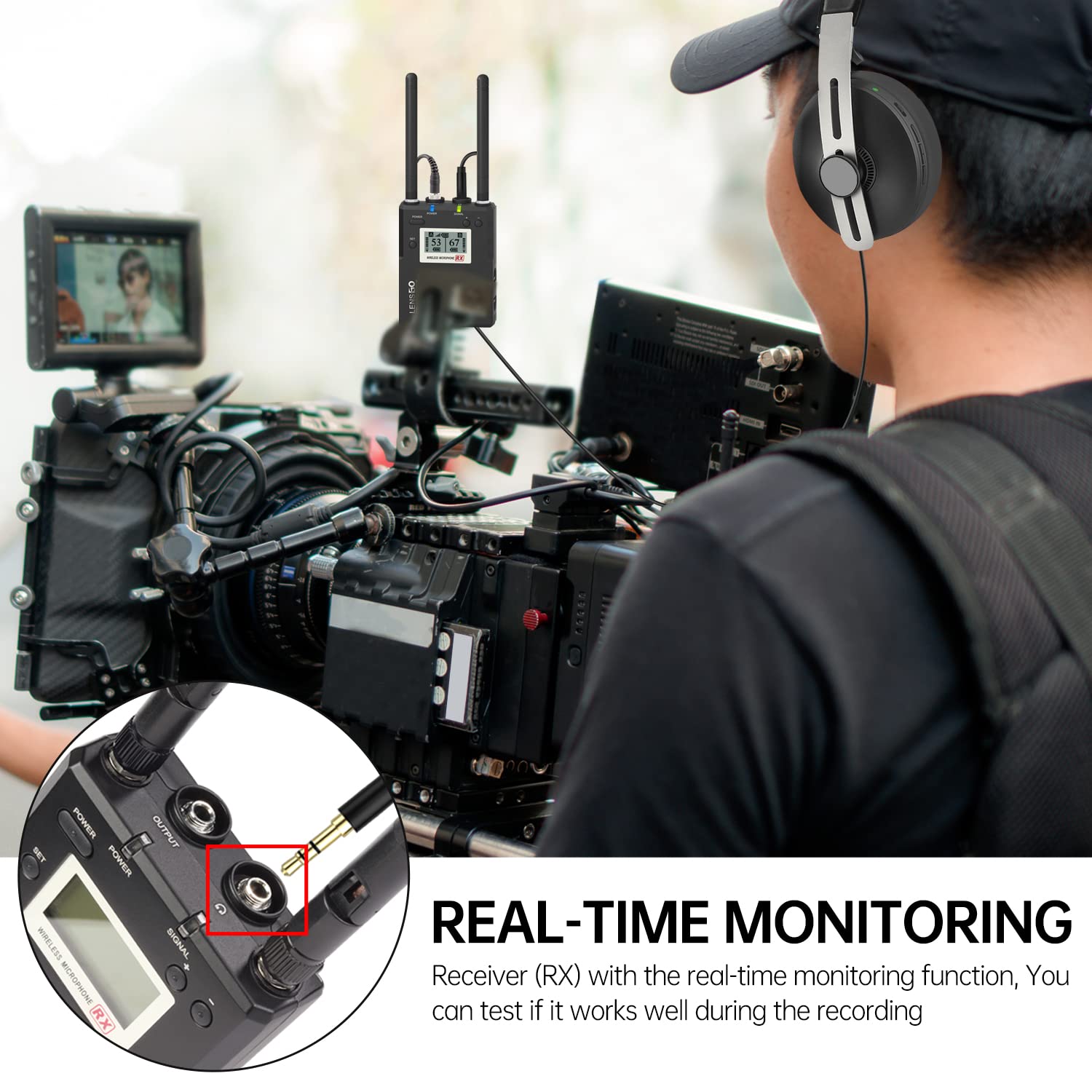 Professional LENSGO UHF Wireless Lavalier Microphone LWM-338C - 492ft Range Metal Lapel Mic with Real-Time Monitoring for Cameras, Smartphones & Tablets - Perfect for Interviews, Vlogging, YouTube & Live Streaming