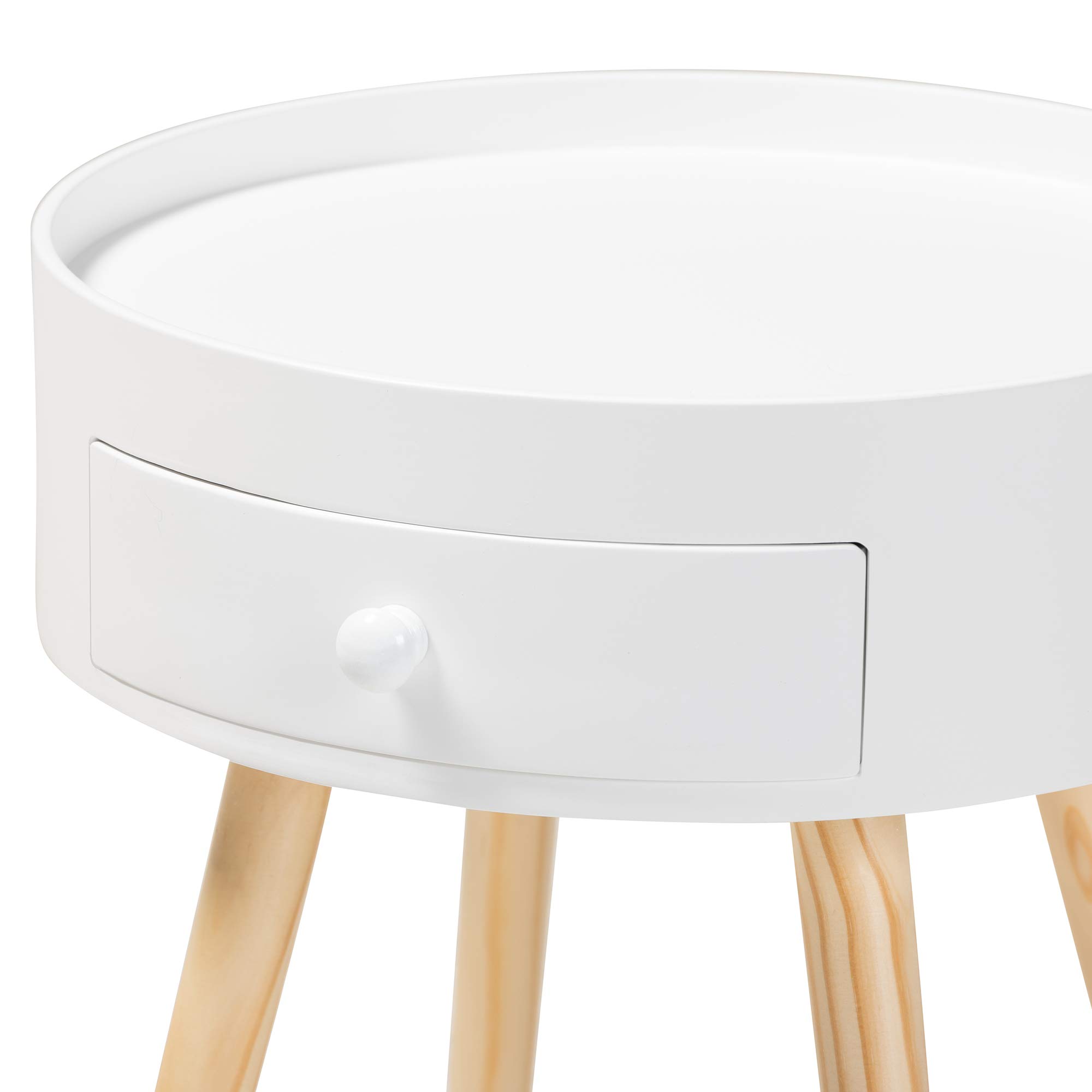 Baxton Studio White Nightstand - Modern Bedside Table with Drawer for Bedroom Furniture, Perfect for Small Spaces & Apartment Living