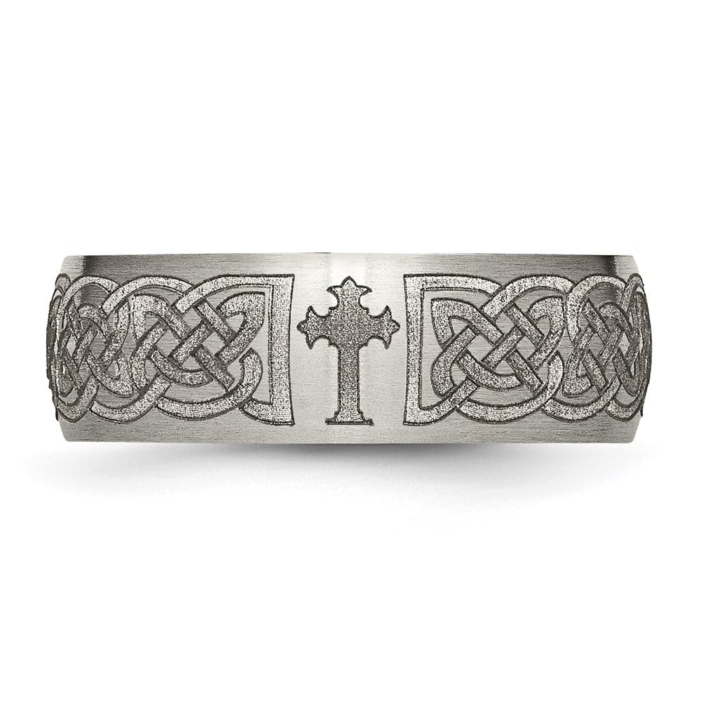 Titanium 8mm Laser Engraved Wedding Band Ring for Men & Women - Size 7.5 - Diamond2Deal - Perfect for Engagement, Anniversary & Everyday Wear
