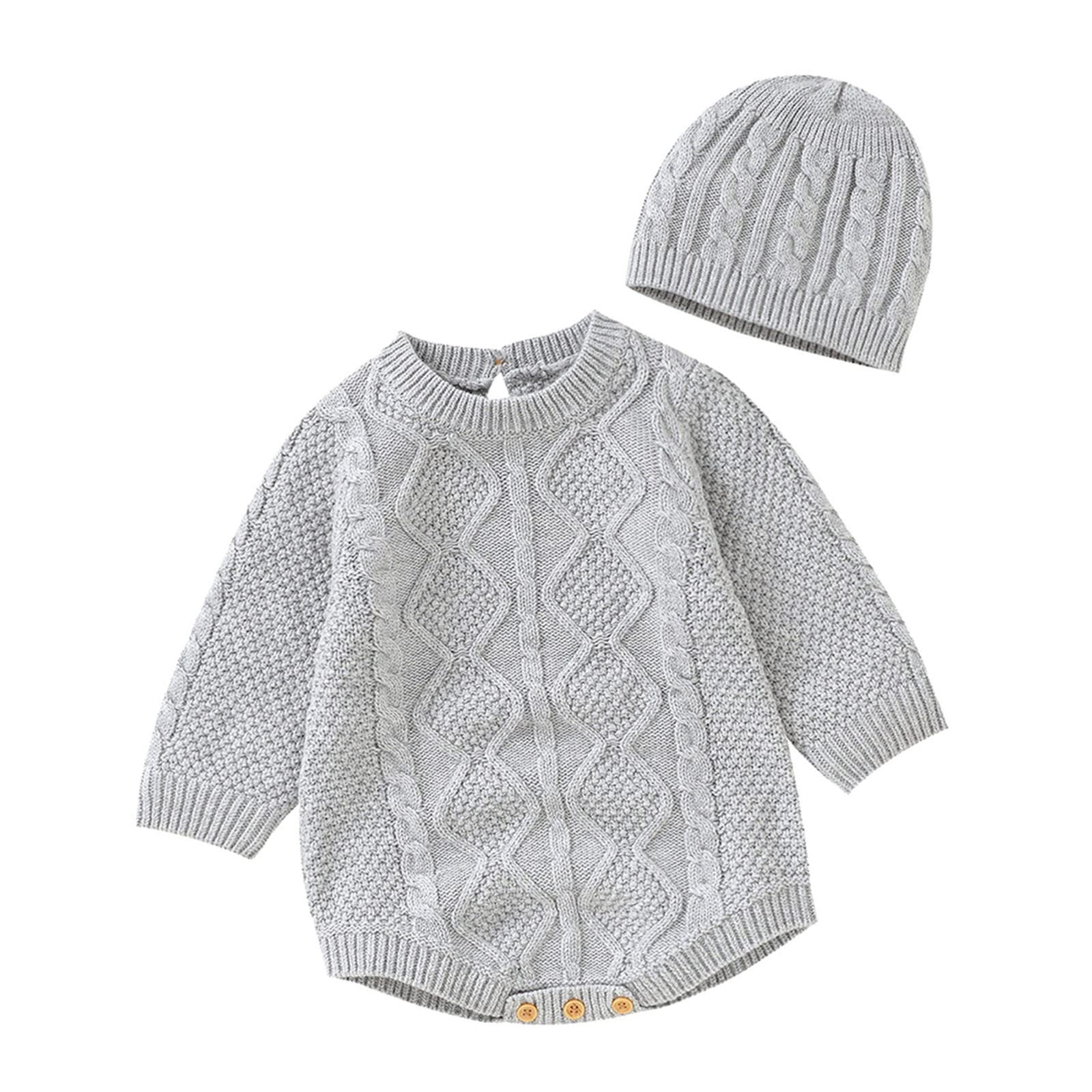 CLOTHBEST 6-12 Month Baby Essentials - Soft Cotton Long Sleeve Knit Romper & Bodysuit for Boys & Girls | My First Christmas Outfit in Grey | Perfect for Holiday Photos, Family Gatherings & Winter Comfort