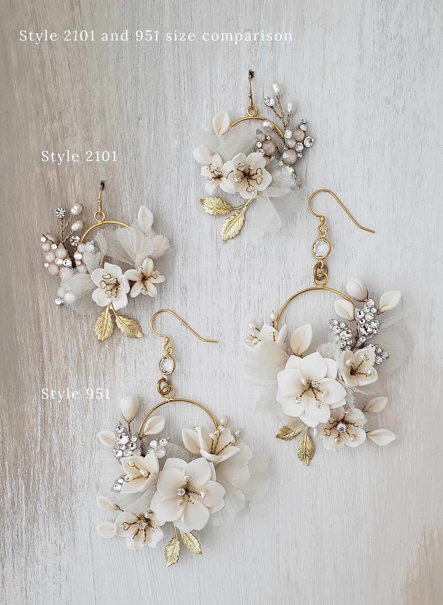 Petite Creamy Floral Bridal Earrings - Style #2102 | Elegant Wedding Jewelry for Brides, Bridesmaids & Special Occasions