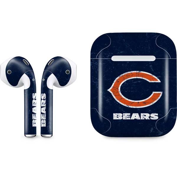 Officially Licensed NFL Chicago Bears Distressed Design Skin Decal for Apple AirPods - Protective Vinyl Sticker for Sports Fans & Music Lovers