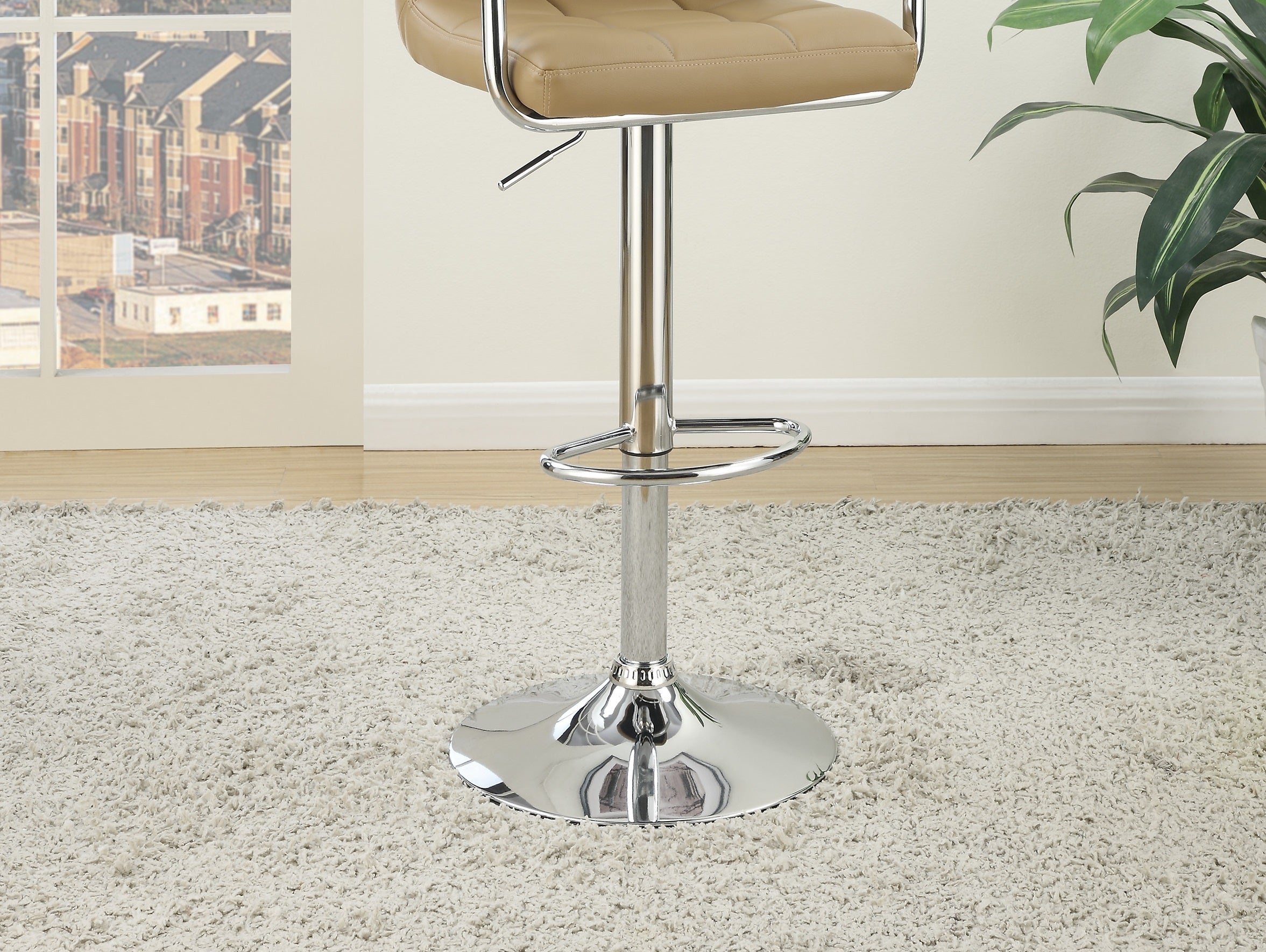 Brown Faux Leather Bar Stools Set of 2 - Adjustable Height Counter Stools with Armrests for Kitchen Island, Breakfast Bar & Home Decor