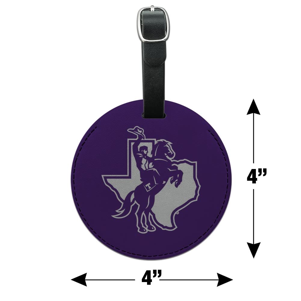 Tarleton State University Logo Leather Luggage Tag - Personalized Round ID Card Holder for Travel, Business & Campus Life