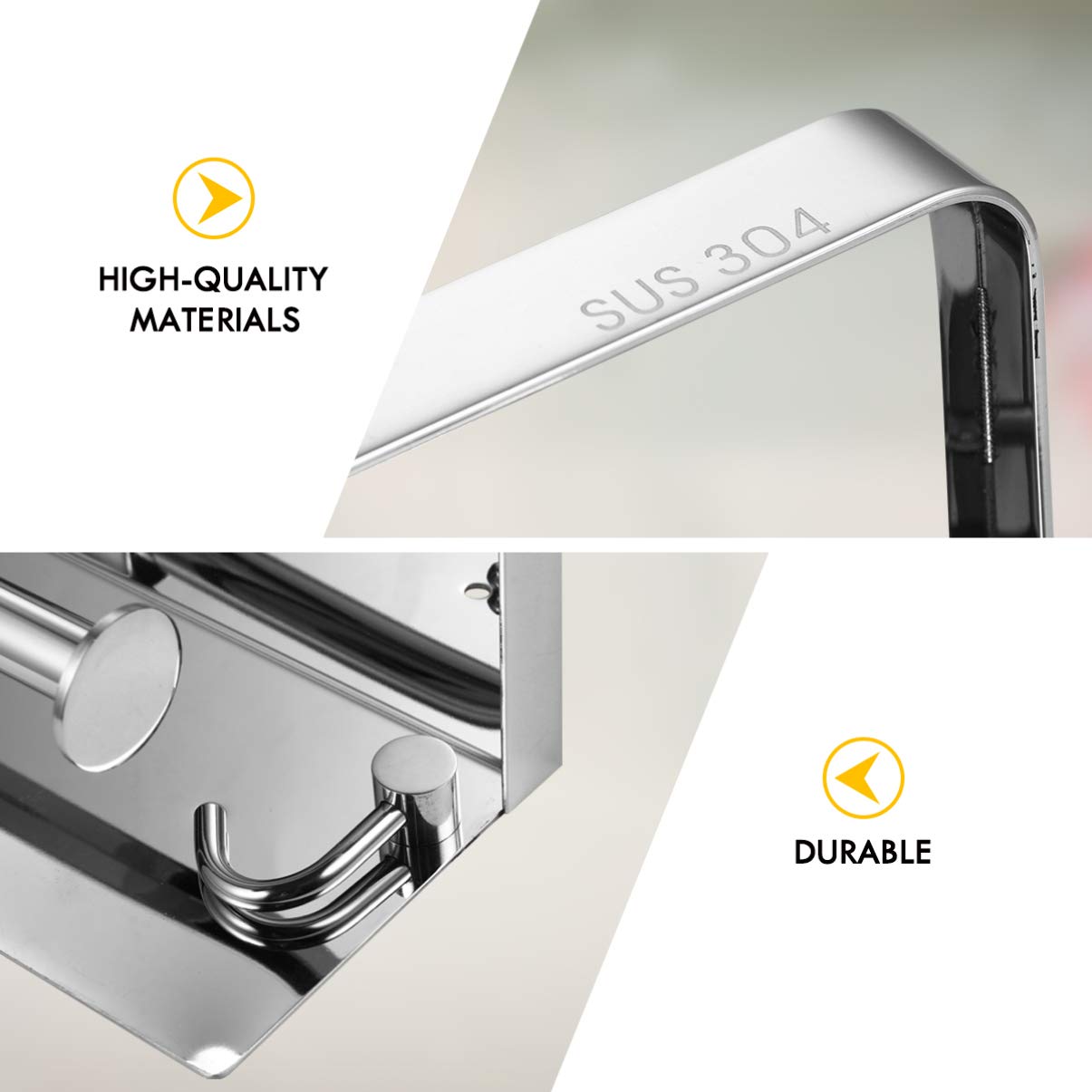Stainless Steel Wall-Mounted Paper Towel Holder & Bathroom Organizer - Multi-Purpose Tissue Dispenser, Phone Shelf & Keychain Rack for Kitchen, Bathroom & Office Organization
