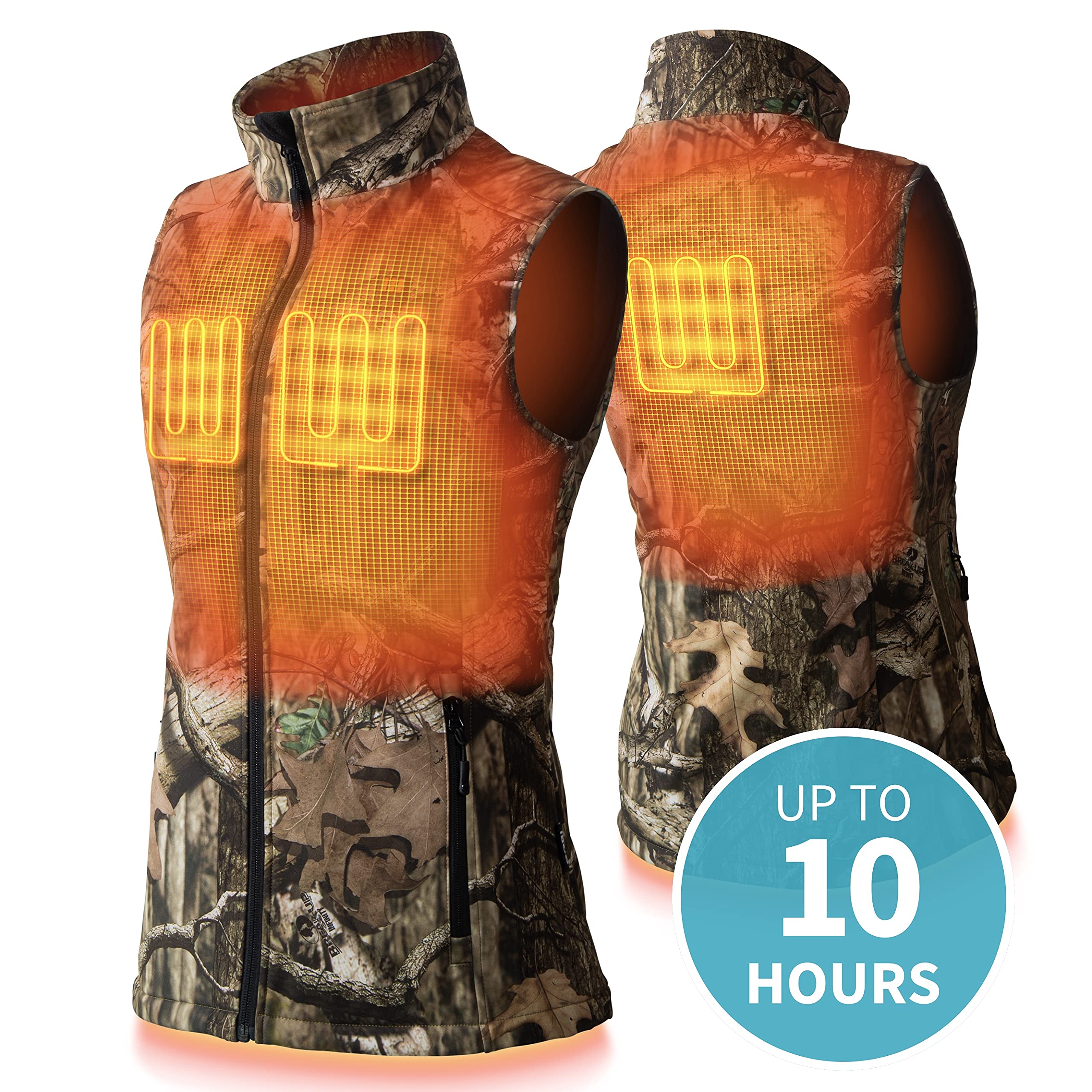 Colorado Women's Camo Heated Vest with 10-Hour Battery Life | 3 Adjustable Heat Settings | Includes Rechargeable Battery & USB Charging Cable | Perfect for Hunting, Hiking & Winter Outdoor Activities