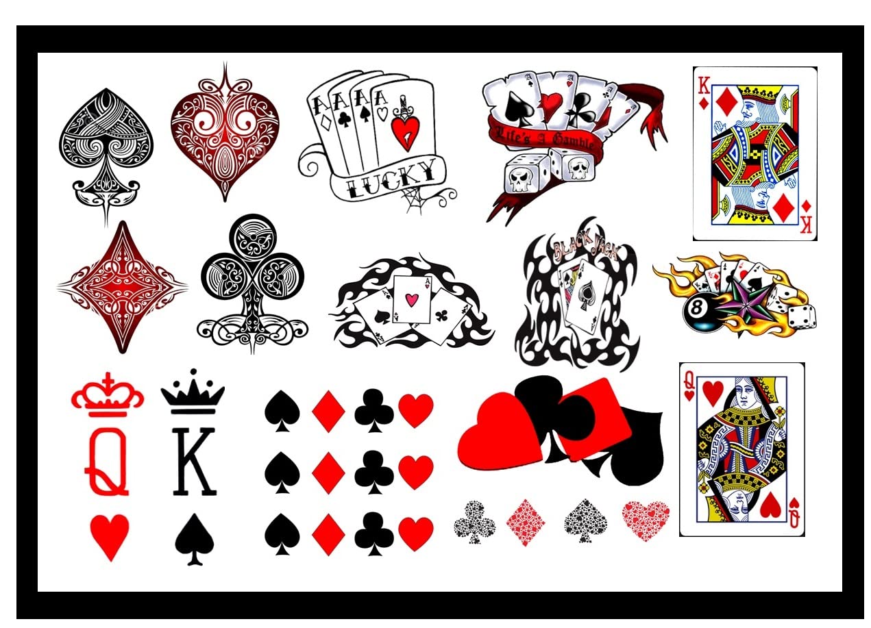 Las Vegas Casino Playing Cards & Temporary Tattoos Set - Premium Collectible Poker Card Deck with Fun Casino-Themed Tattoos for Parties, Gifts & Game Nights
