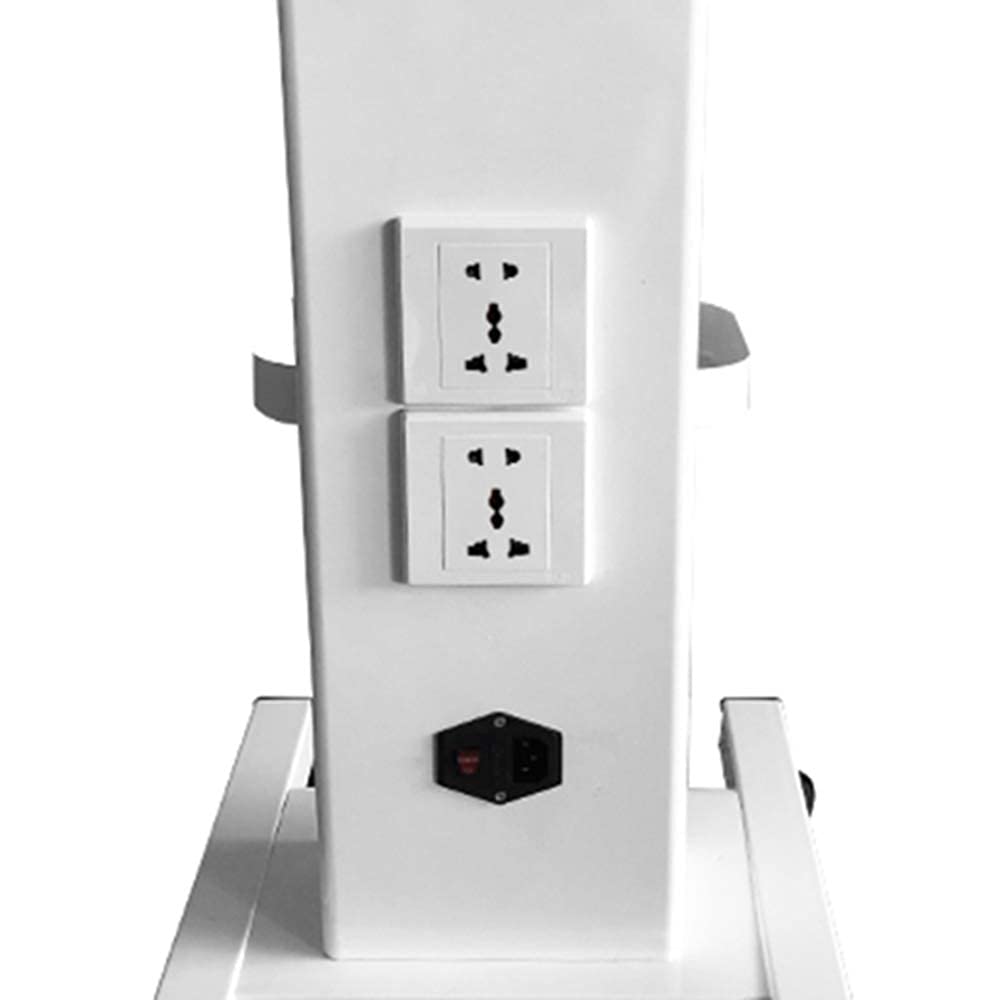 TFCFL Beauty SPA Salon Rolling Trolley Cart - Alloy Pedestal Stand with 4 Wheels & Power Socket - Professional Hair Stylist Equipment Storage for Salon, Spa & Home Use (White)