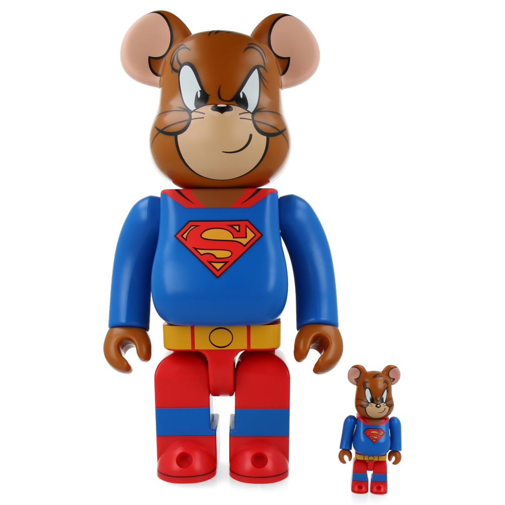 Tom and Jerry as Superman Bearbrick 400% & 100% Collectible Vinyl Art Toy - Perfect for Anime Fans, Home Decor, and Gift Giving