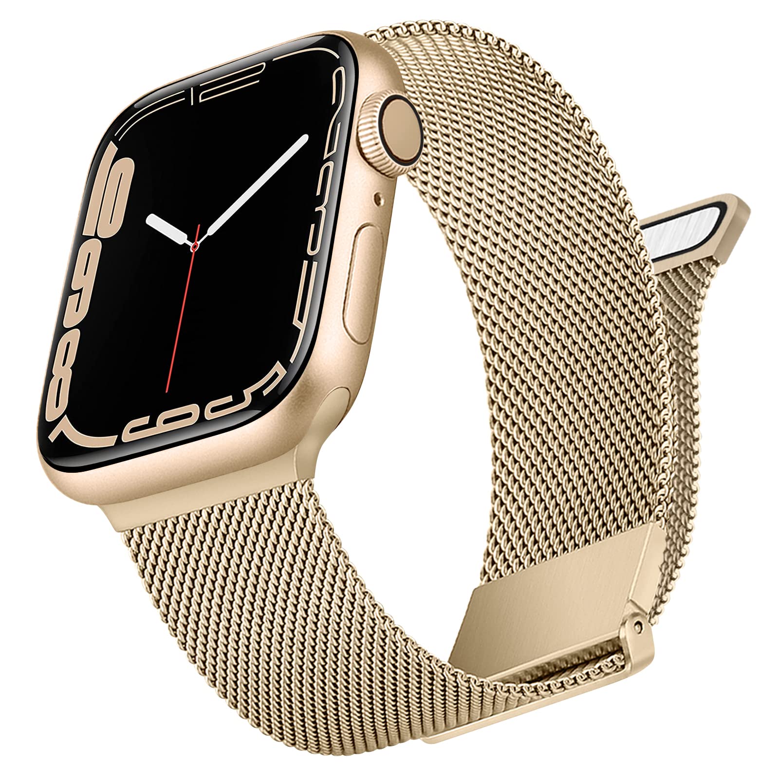 Stainless Steel Apple Watch Band Compatible with Series Ultra/8/7/6/5/4/3/2/1/SE - Adjustable Mesh Replacement Strap for 38mm/40mm/41mm/42mm/44mm/45mm/49mm iWatch - Perfect for Workouts, Office Wear & Everyday Use (Men & Women)