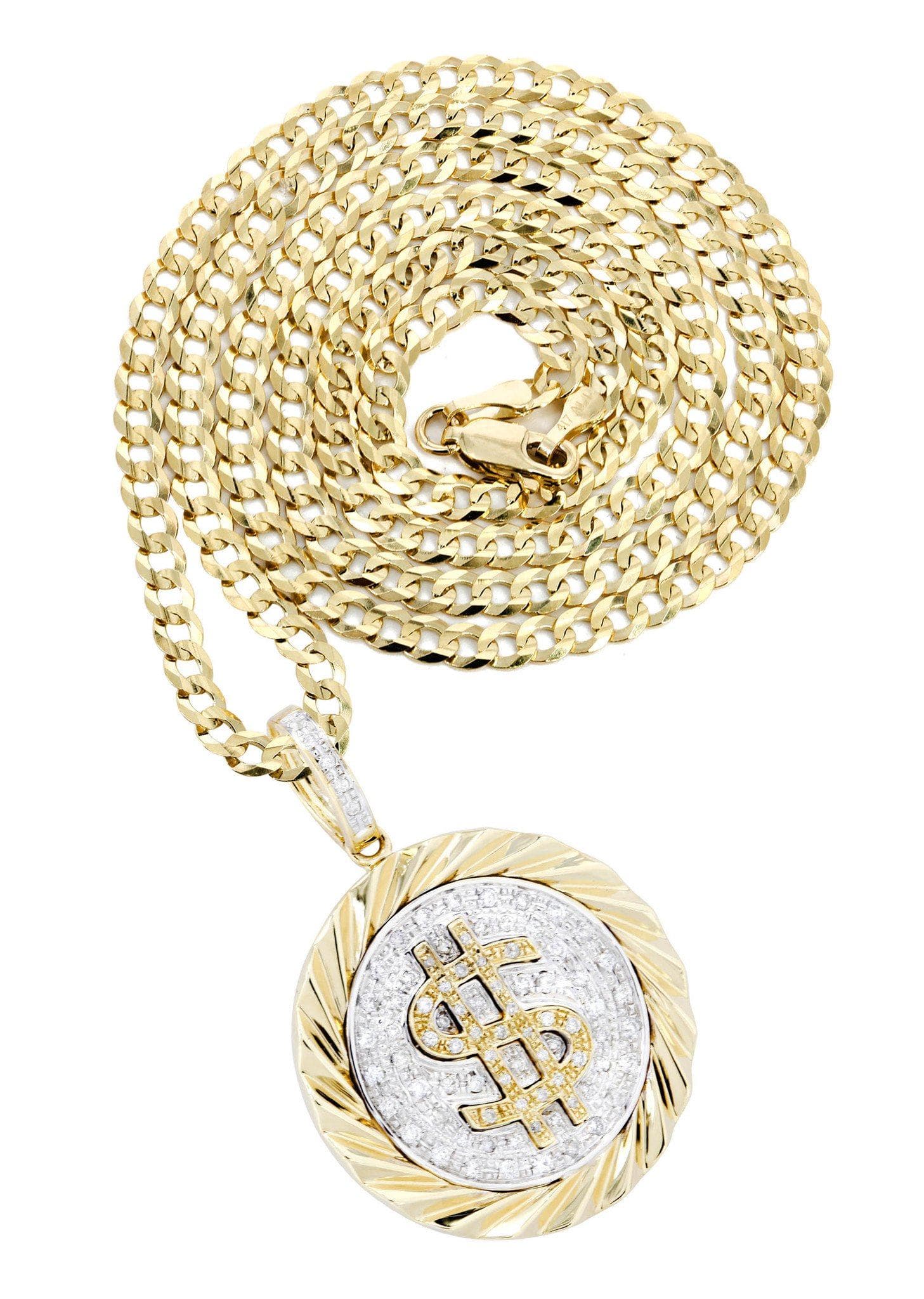 14K Yellow Gold Money Sign Diamond Necklace for Women | 0.5 Carats Real Diamond Pendant | Perfect for Birthday, Anniversary & Valentine's Day Gifts
