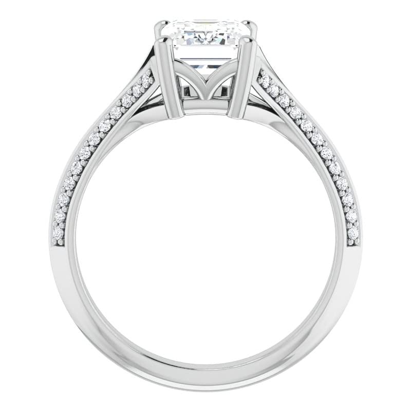 1.00 Carat Emerald Cut Moissanite Engagement Ring for Women, Wedding Band, Diamond Alternative Bridal Ring in Sterling Silver - Split Shank Knife Edge Design, Anniversary Promise Gift for Her - Perfect for Proposals, Weddings & Special Occasions
