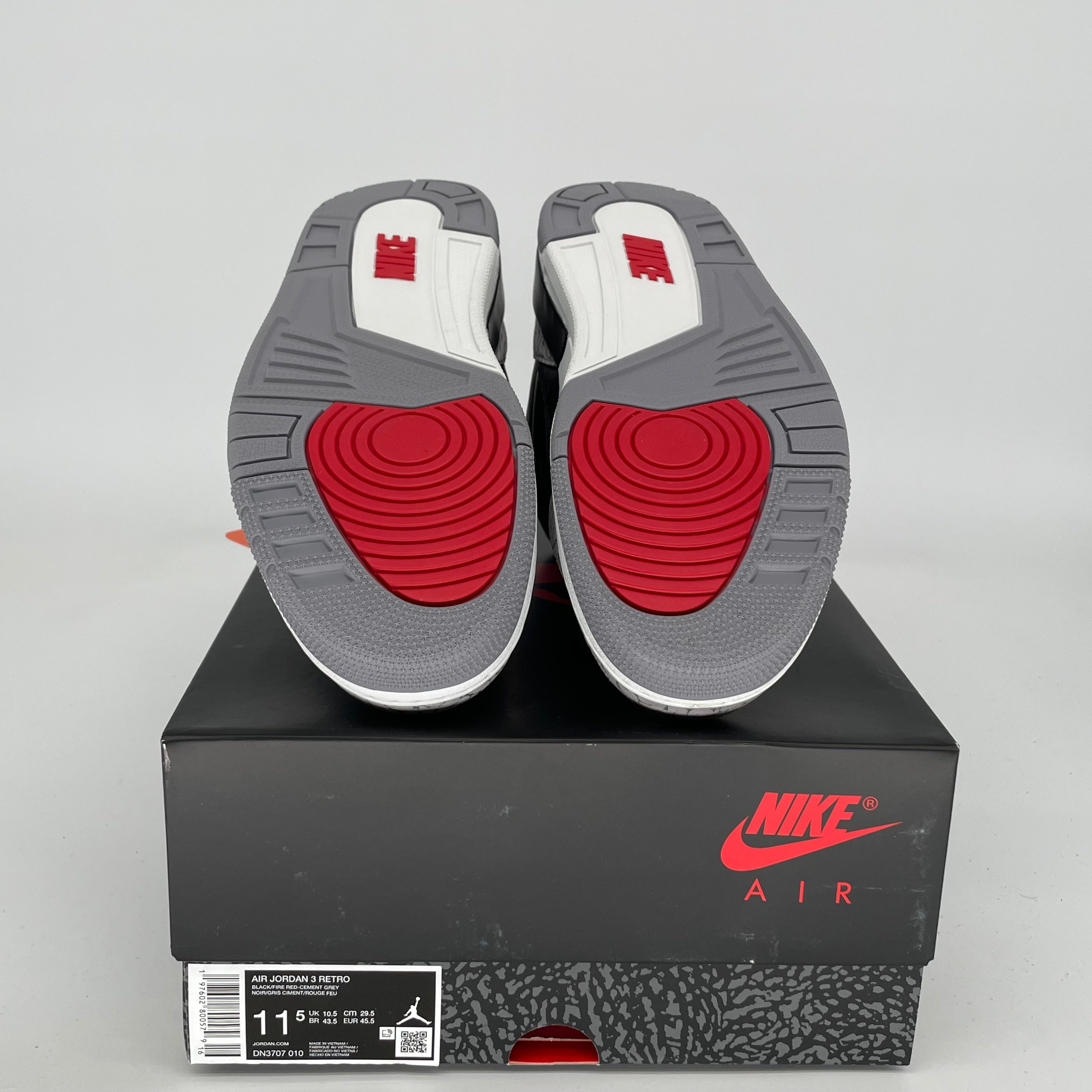 AIR JORDAN 3 Retro Black Cement Men's Basketball Shoes Size 11.5 DN3707-010 - Perfect for Streetwear, Sneaker Collecting & Casual Wear