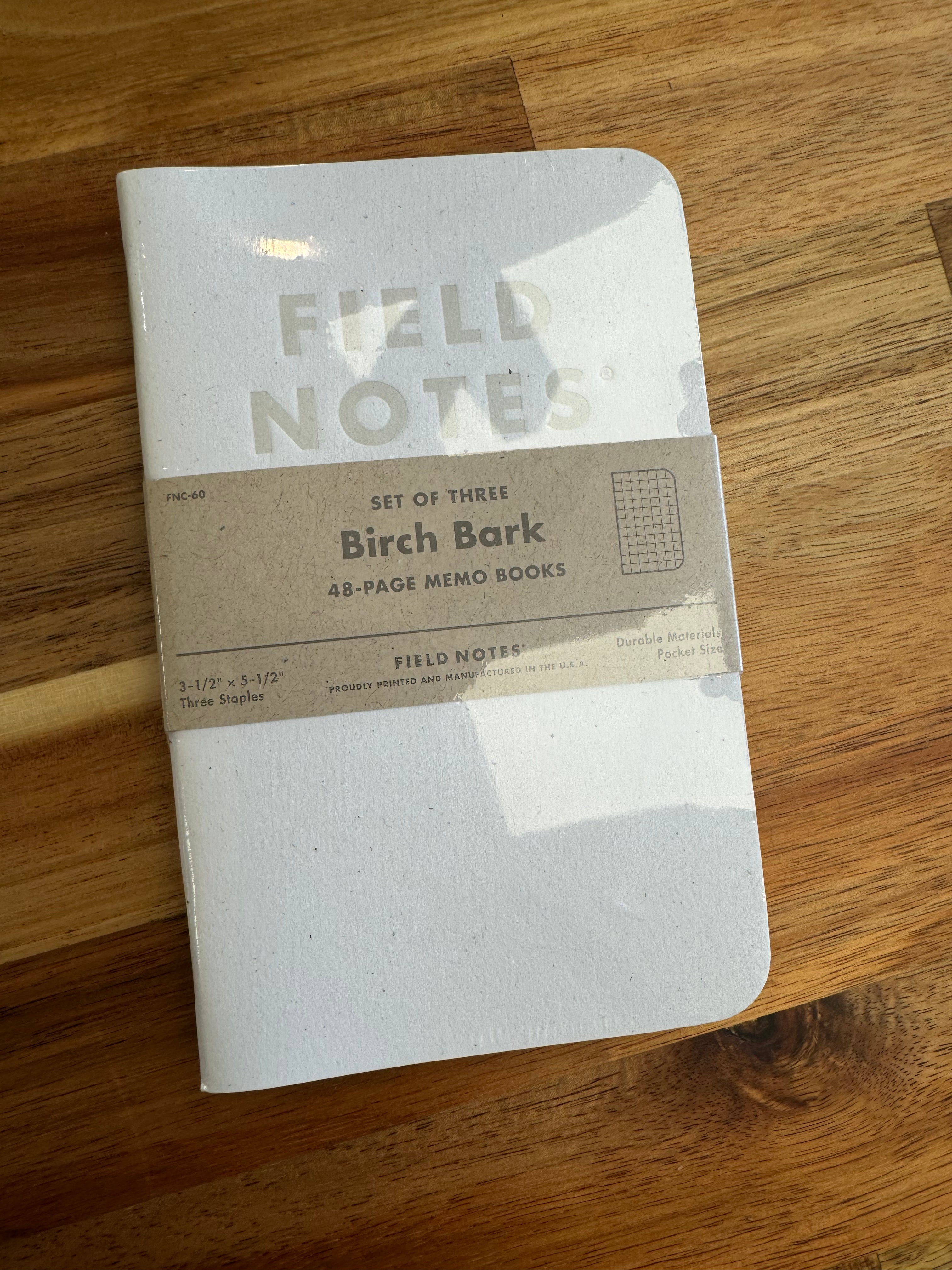 Field Notes Memo Books - Set of 3 Birch Bark Design, 48 Pages Each, 3.5