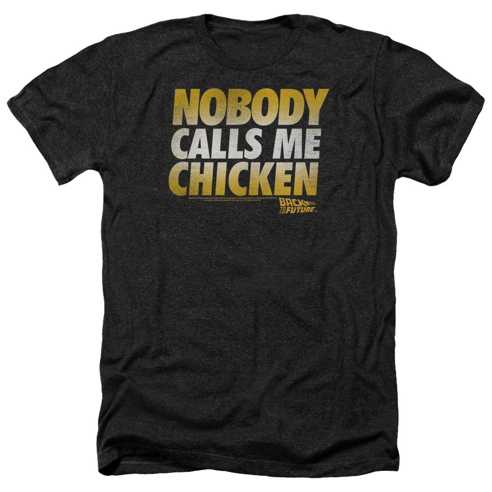 Back to The Future Movie Chicken Unisex Heather T-Shirt for Men & Women - Casual Wear, Cosplay & Fan Gifts