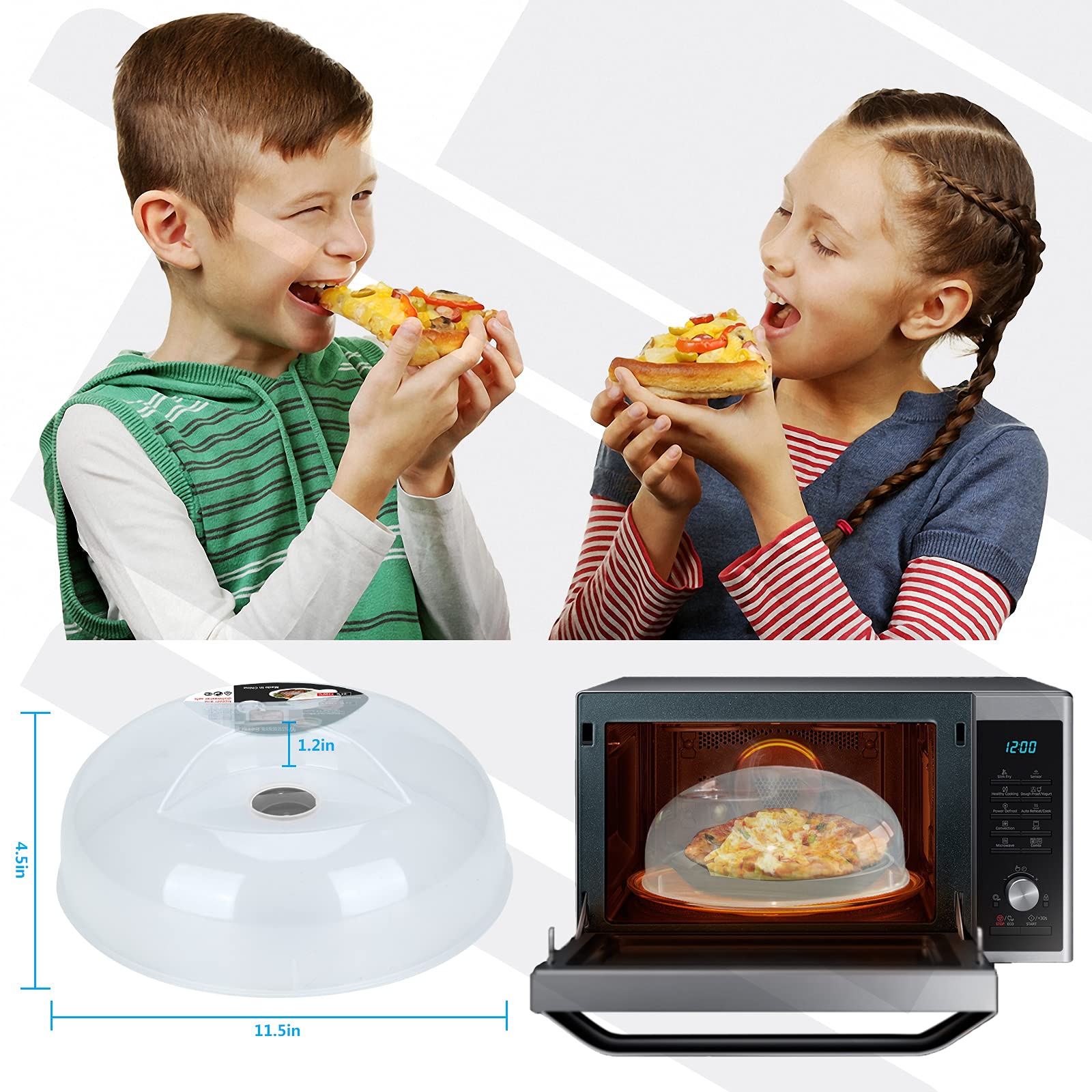 BPA-Free Microwave Splatter Cover - 11.5 Inch Dishwasher Safe Food Cover with Steam Vents | Keeps Microwave Clean | Perfect for Reheating Meals, Popcorn & Cooking Mess-Free